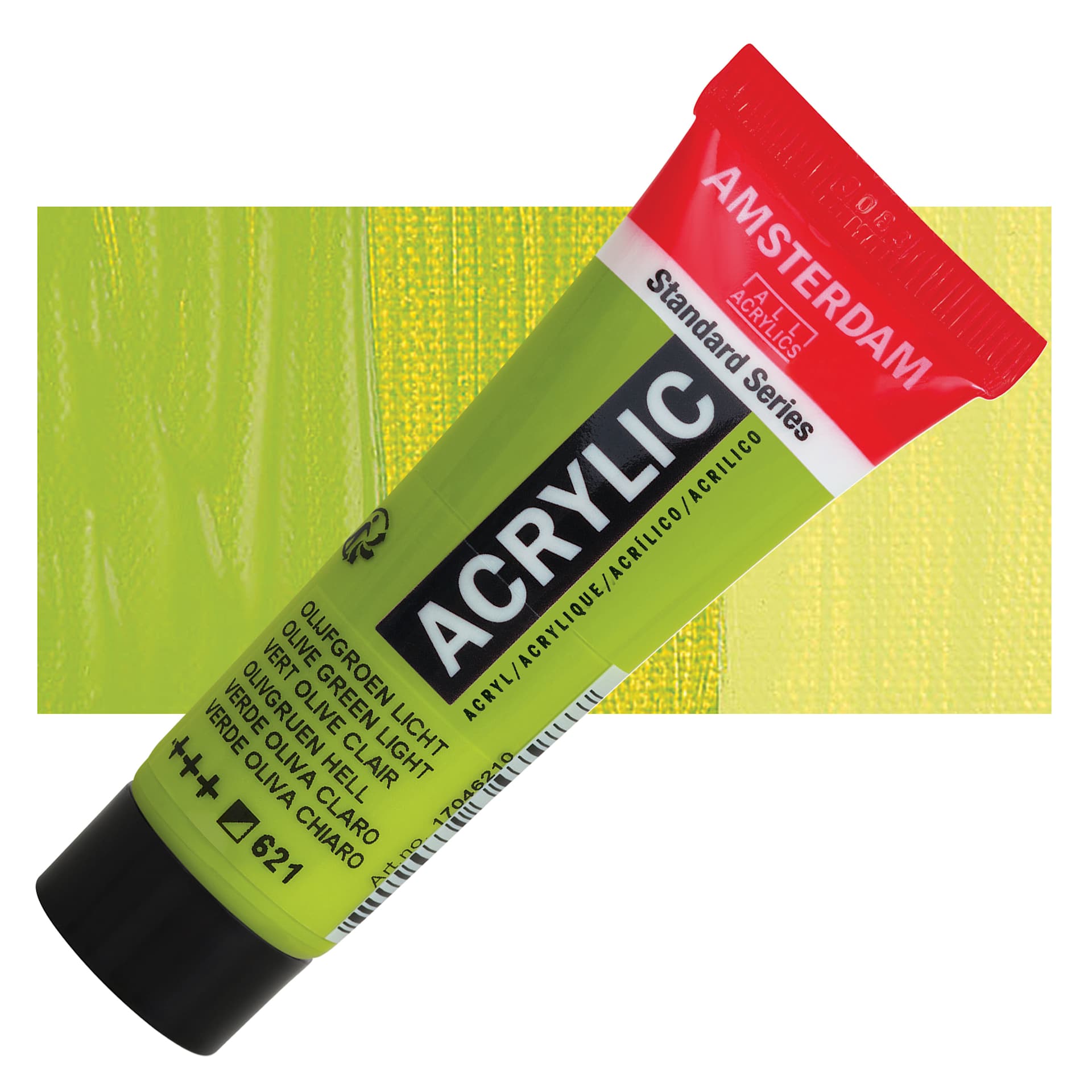 Amsterdam Standard Series Acrylic - Olive Green Light, 20 ml Tube and swatch