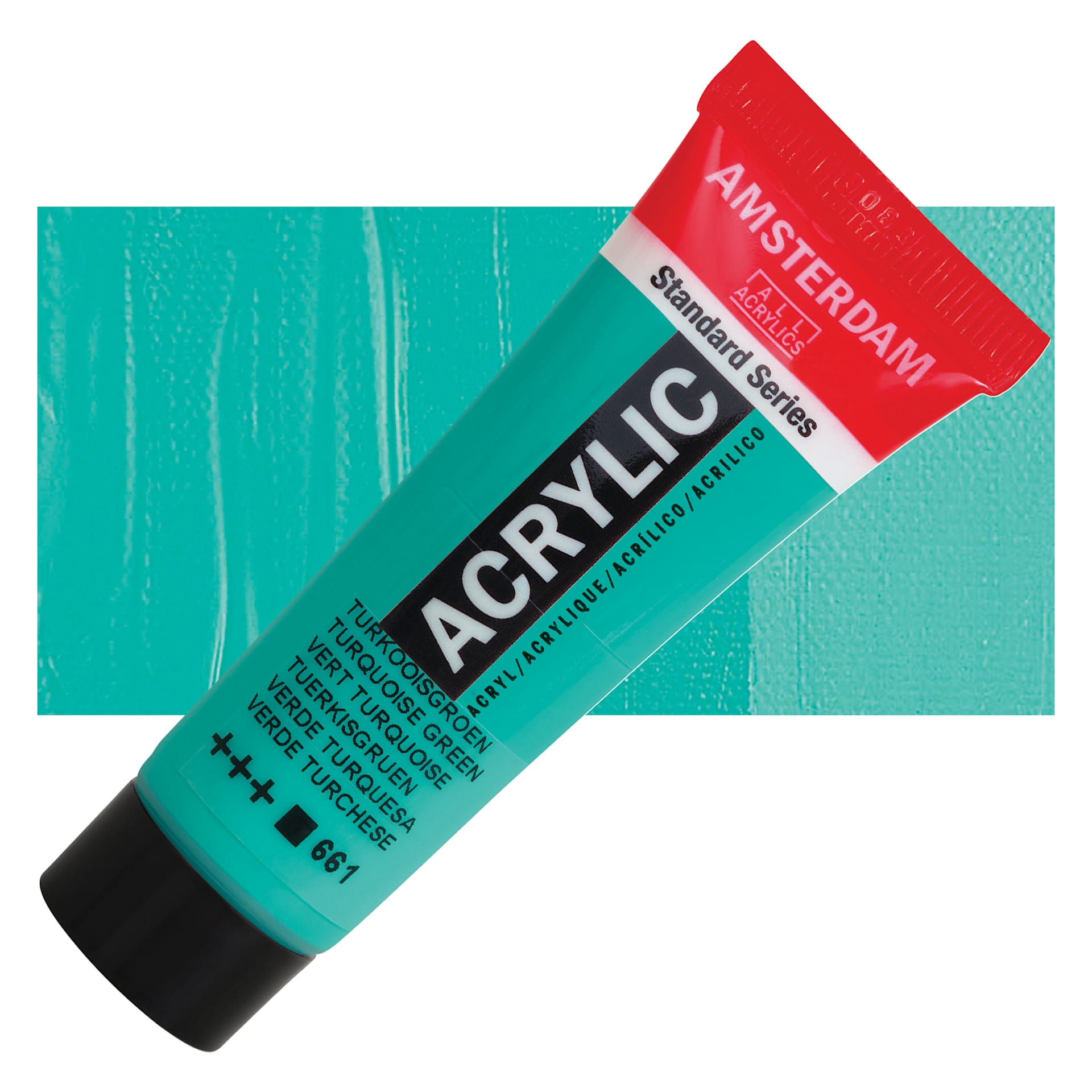 Amsterdam Standard Series Acrylic - Turquoise Green, 20 ml Tube and swatch