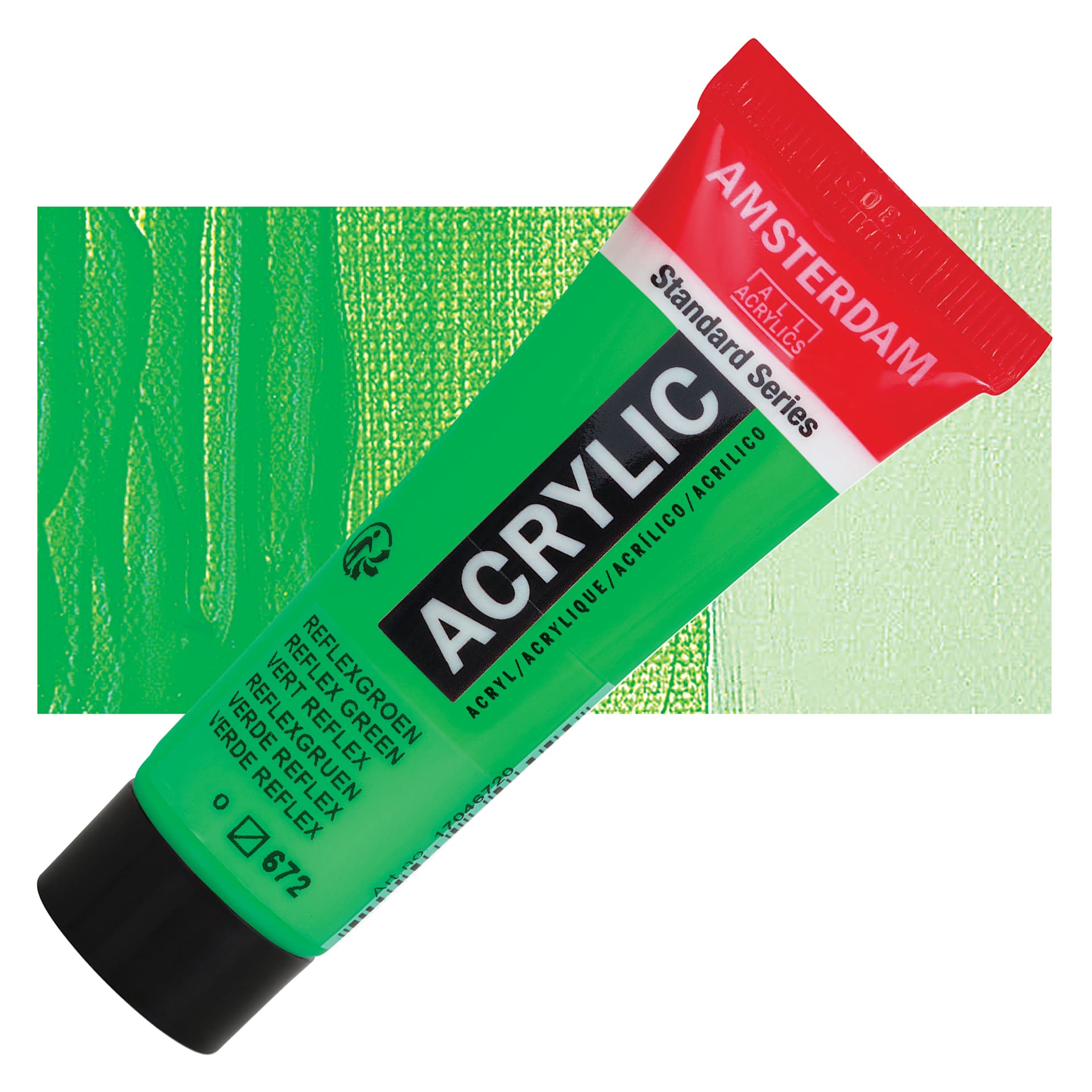 Amsterdam Standard Series Acrylic - Reflex Green, 20 ml Tube and swatch
