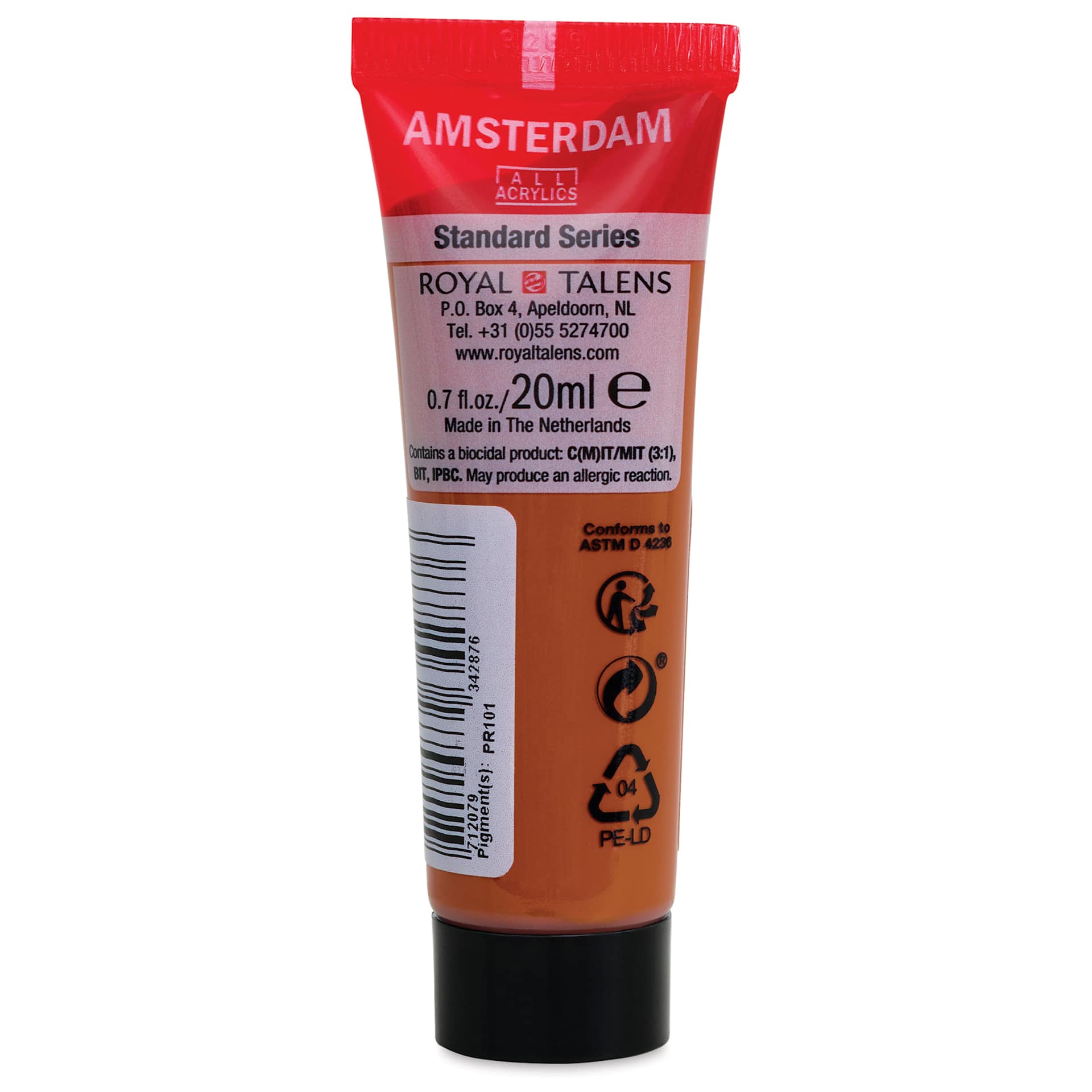 Amsterdam Standard Series Acrylic - Burnt Sienna, 20 ml Tube back