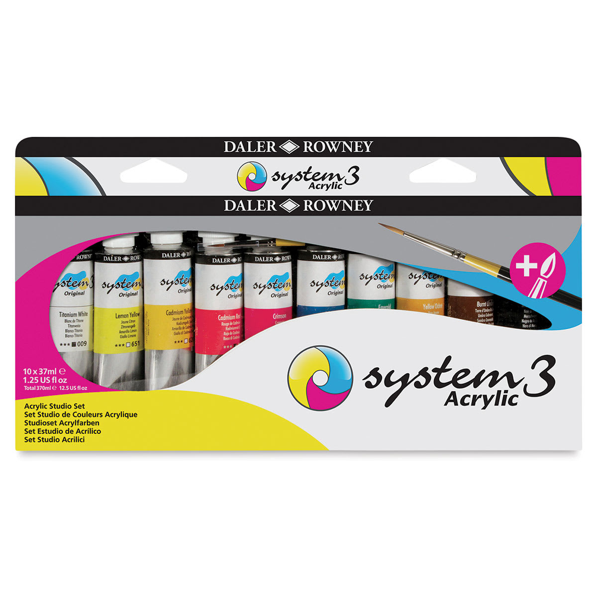 Daler-Rowney System3 Acrylics - Front of package of Studio Set of 10 colors
