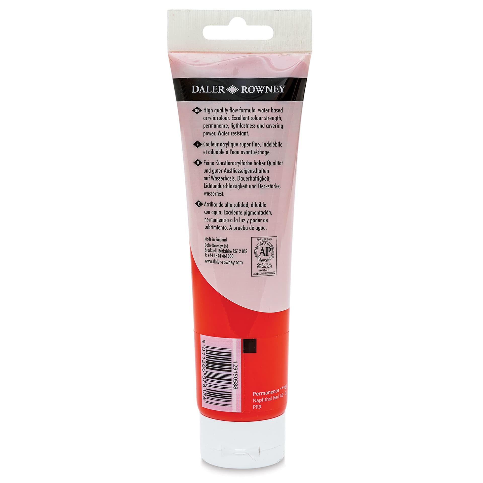 Daler-Rowney System3 Acrylic - Vermilion Hue, 150 ml tube back