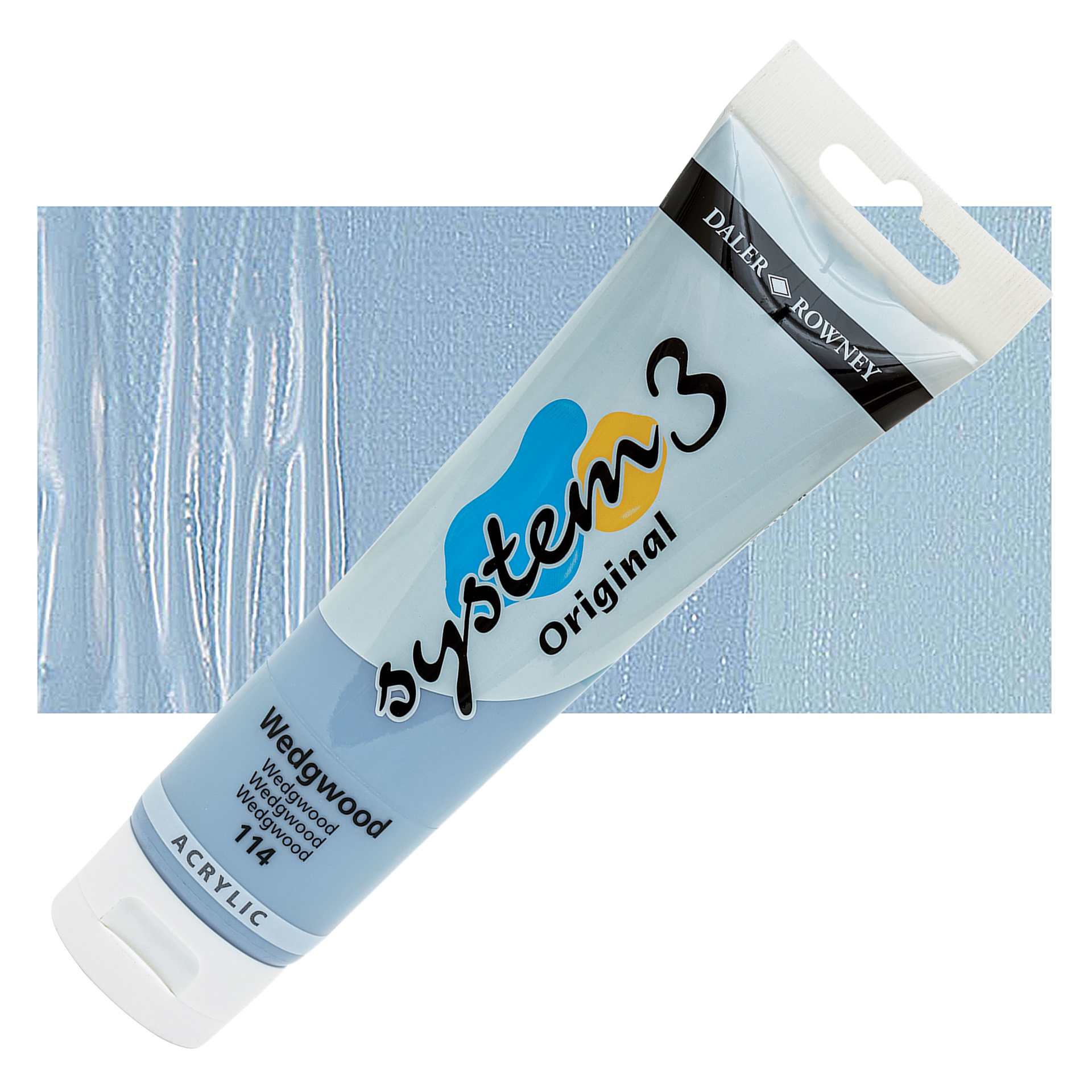 Daler-Rowney System3 Acrylic - Wedgwood, 150 ml tube and swatch