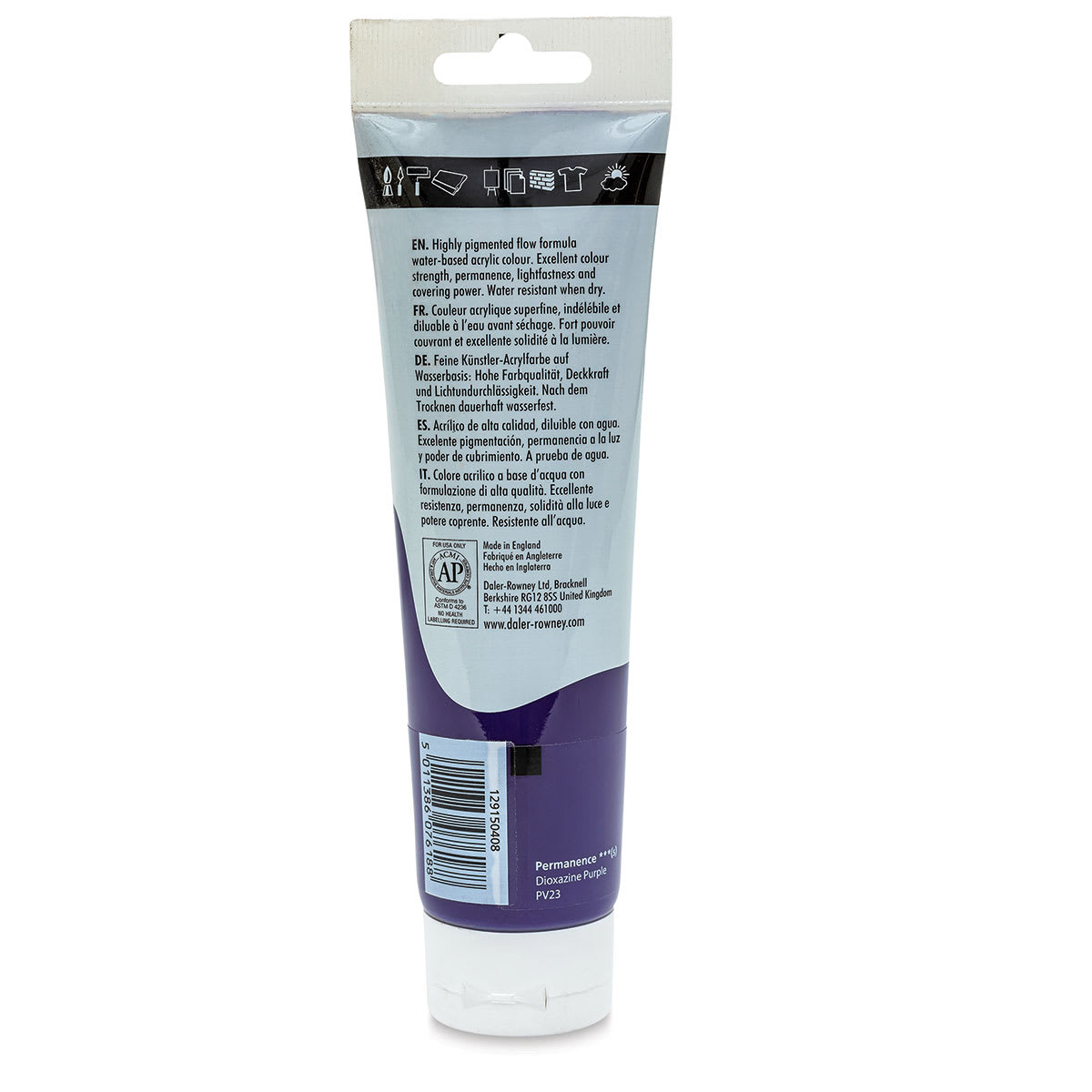 Daler-Rowney System3 Acrylic - Deep Violet, 150 ml tube back