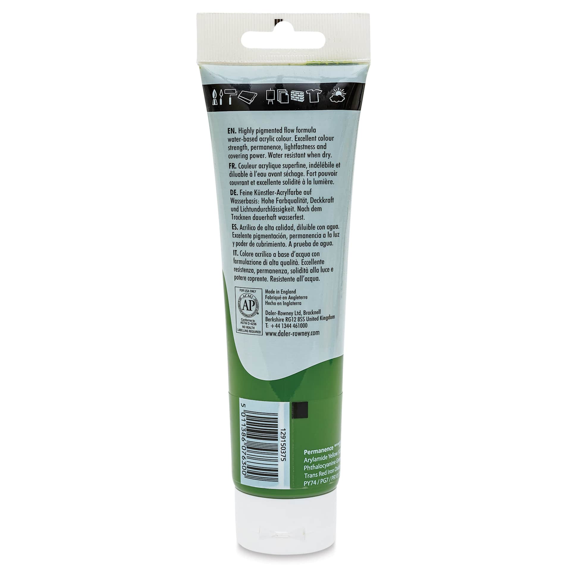 Daler-Rowney System3 Acrylic - Sap Green, 150 ml tube back