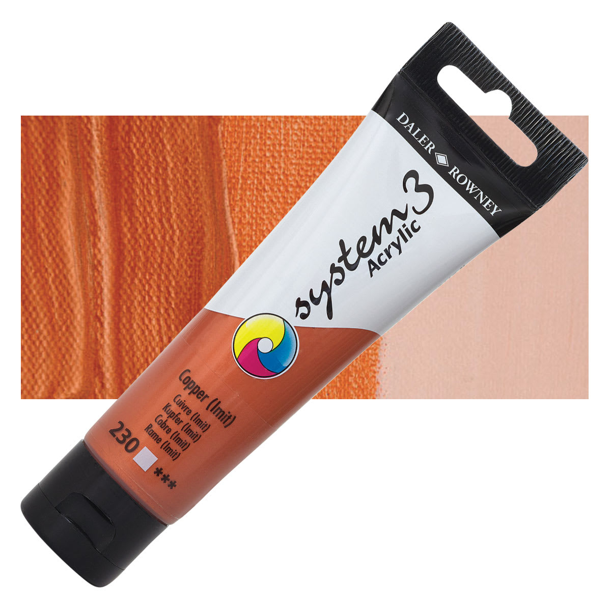 Daler-Rowney System3 Acrylic - Copper Hue, 59 ml tube and swatch