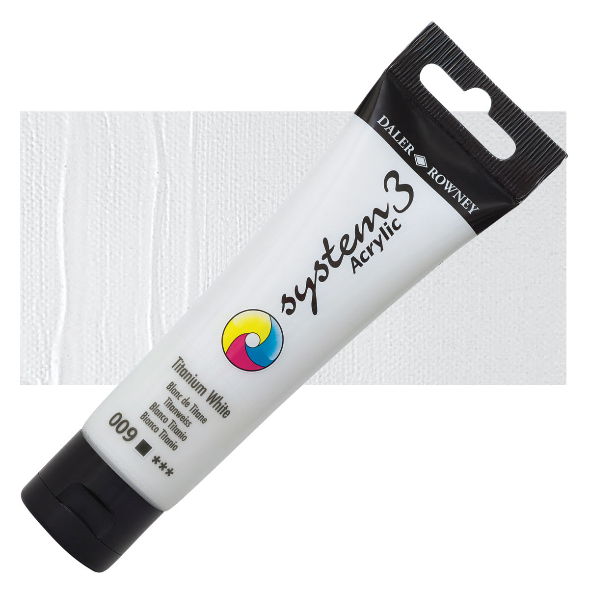 Daler-Rowney System3 Medium Body Acrylic Paint - Titanium White 59 ml tube and swatch Daler-Rowney System3 Medium Body Acrylic Paint - Titanium White 59 ml tube and swatch