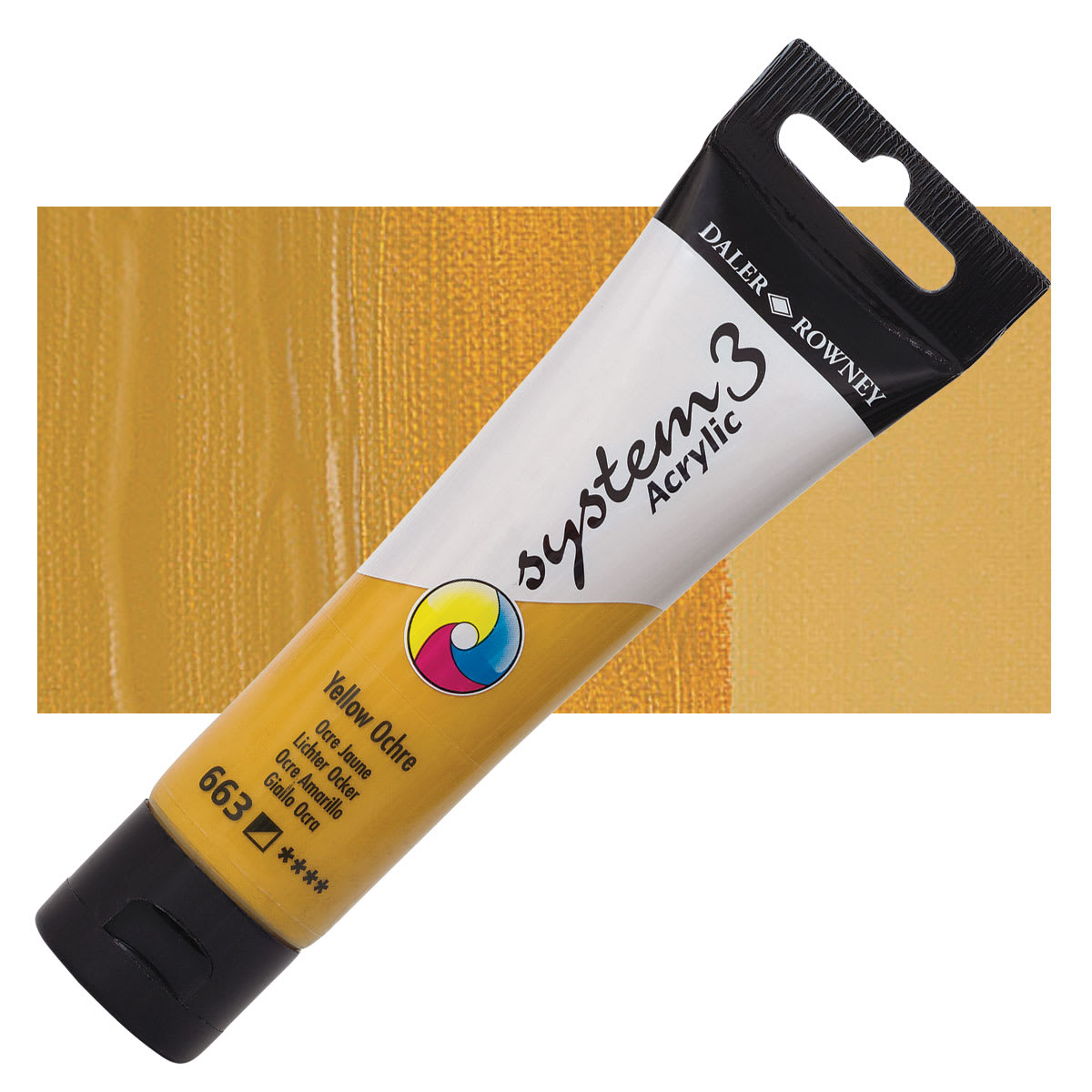 Daler-Rowney System3 Acrylic - Yellow Ochre, 59 ml tube and swatch Daler-Rowney System3 Acrylic - Yellow Ochre, 59 ml tube and swatch
