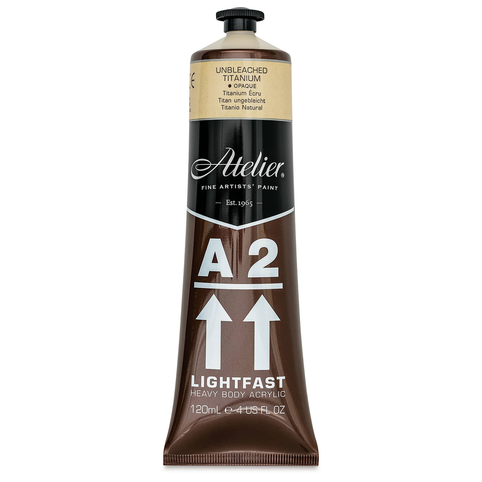 Chroma A2 Student Acrylics - Unbleached Titanium, 120 ml tube, front