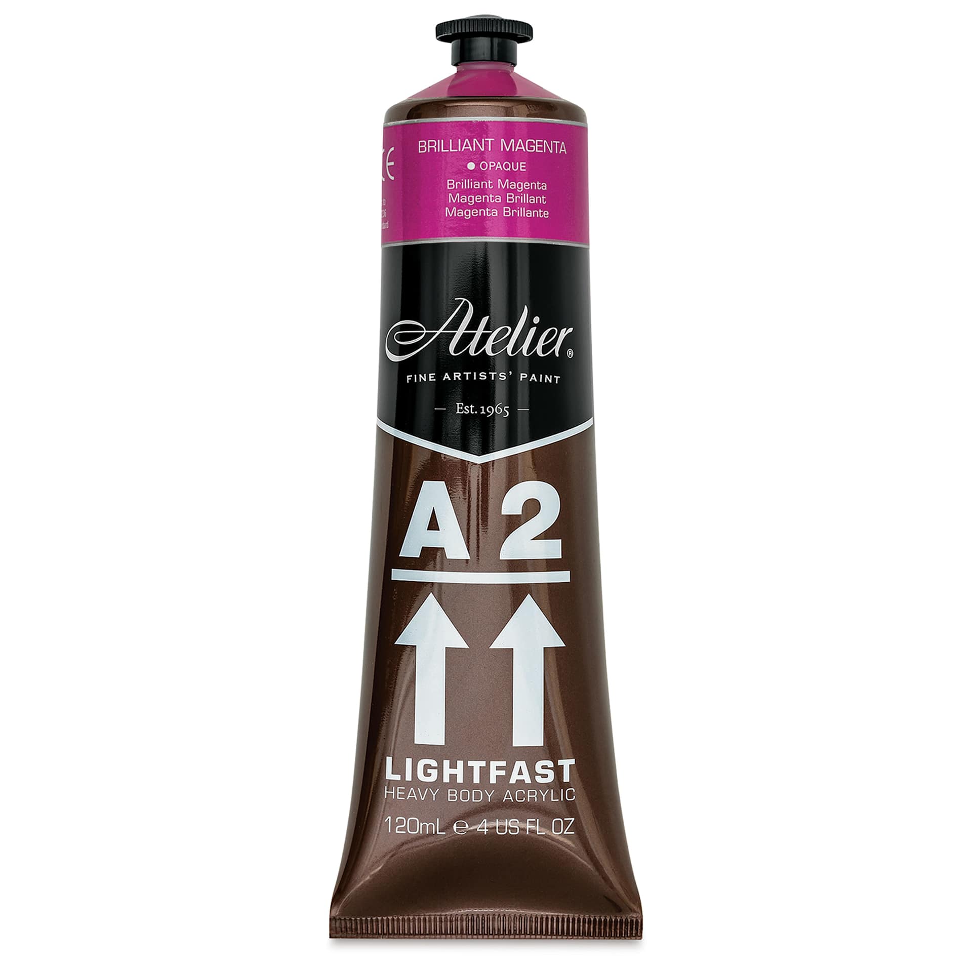 Chroma Atelier A2 Lightfast Heavy Body Acrylic Paint - Brilliant Magenta, 120 ml tube, front