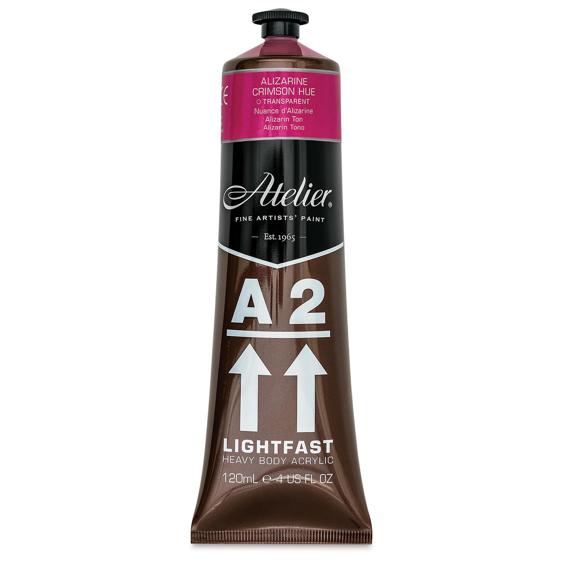 Chroma Atelier A2 Lightfast Heavy Body Acrylic Paint - Alizarine Crimson Hue, 120 ml tube, front