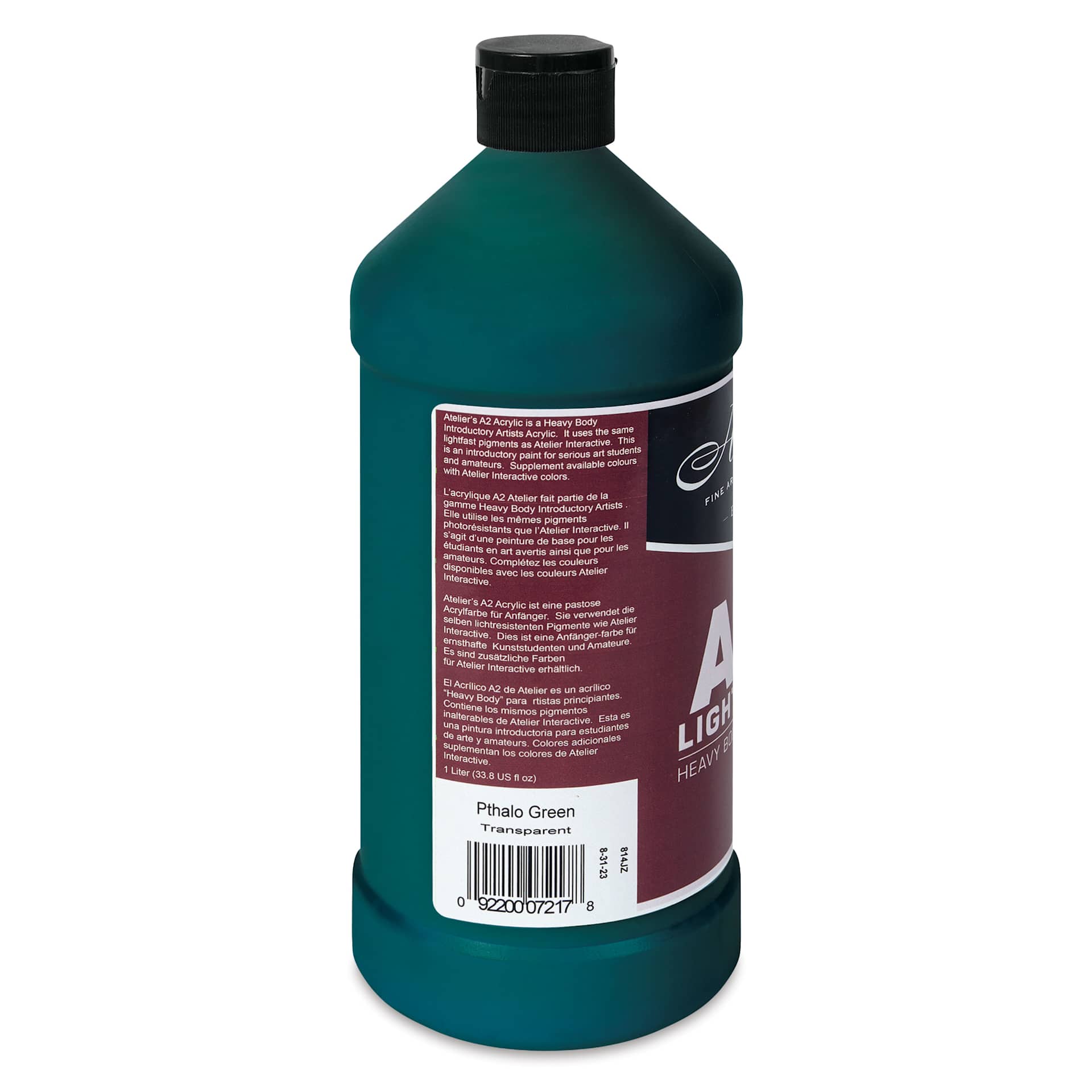 Chroma A2 Student Acrylics - Pthalo Green Hue, 1 L, Bottle, back