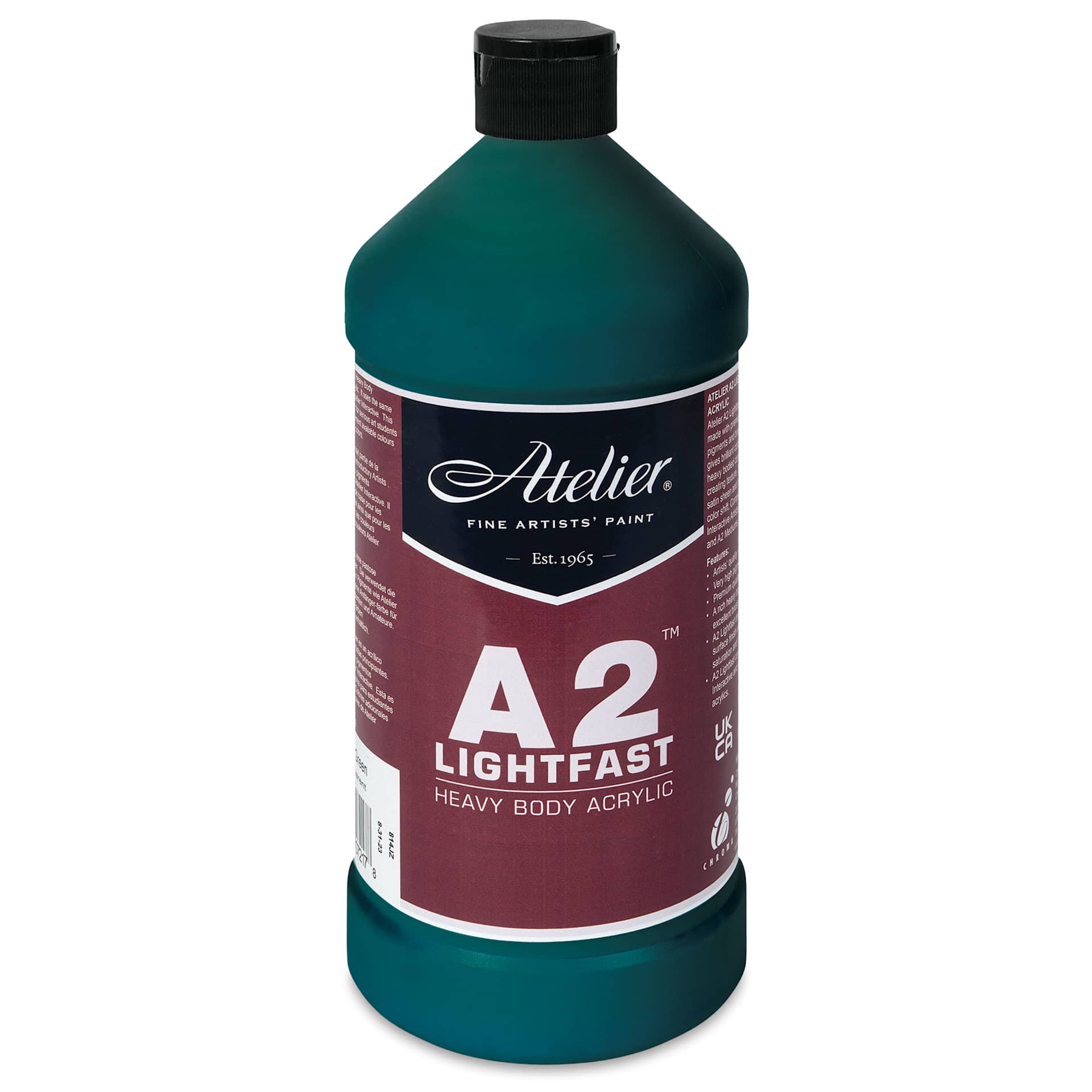 Chroma A2 Student Acrylics - Pthalo Green Hue, 1 L, Bottle, front