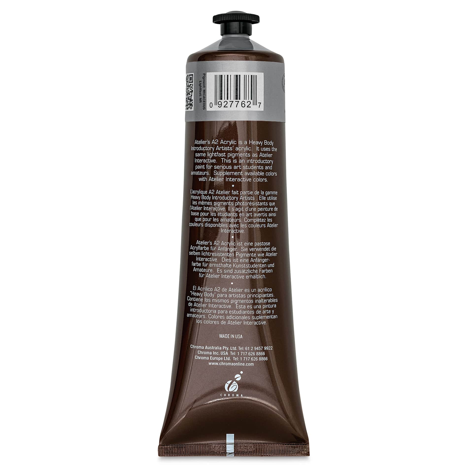 Chroma A2 Student Acrylics - Silver, 120 ml tube, back