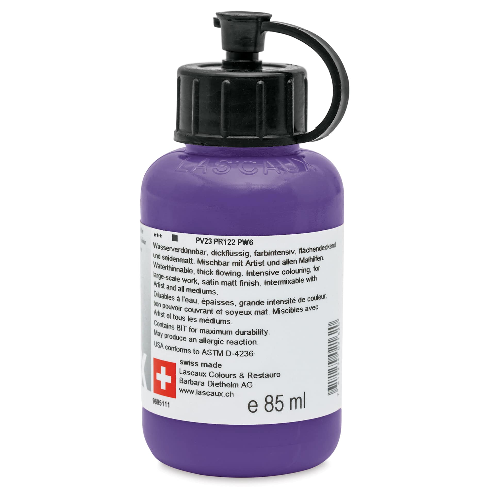 Lascaux Studio Acrylics - Violet, 85 ml bottle back