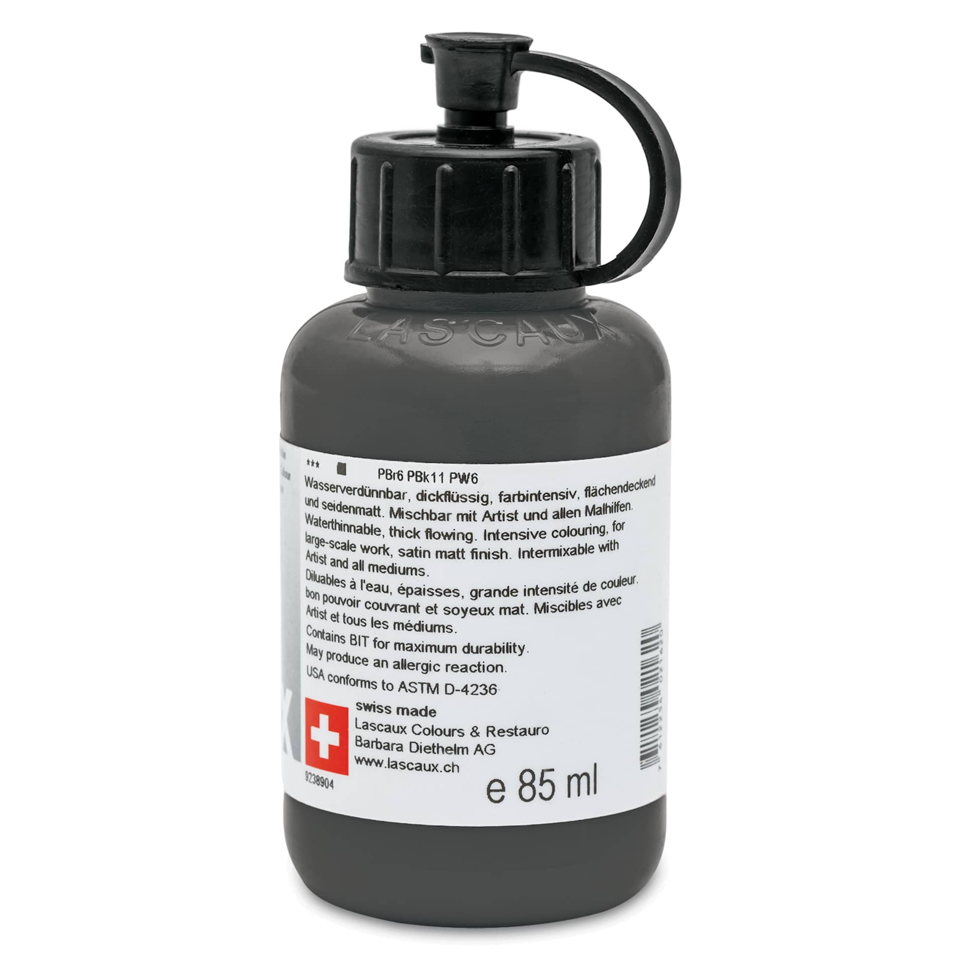 Lascaux Studio Acrylics - Anthracite, 85 ml bottle back