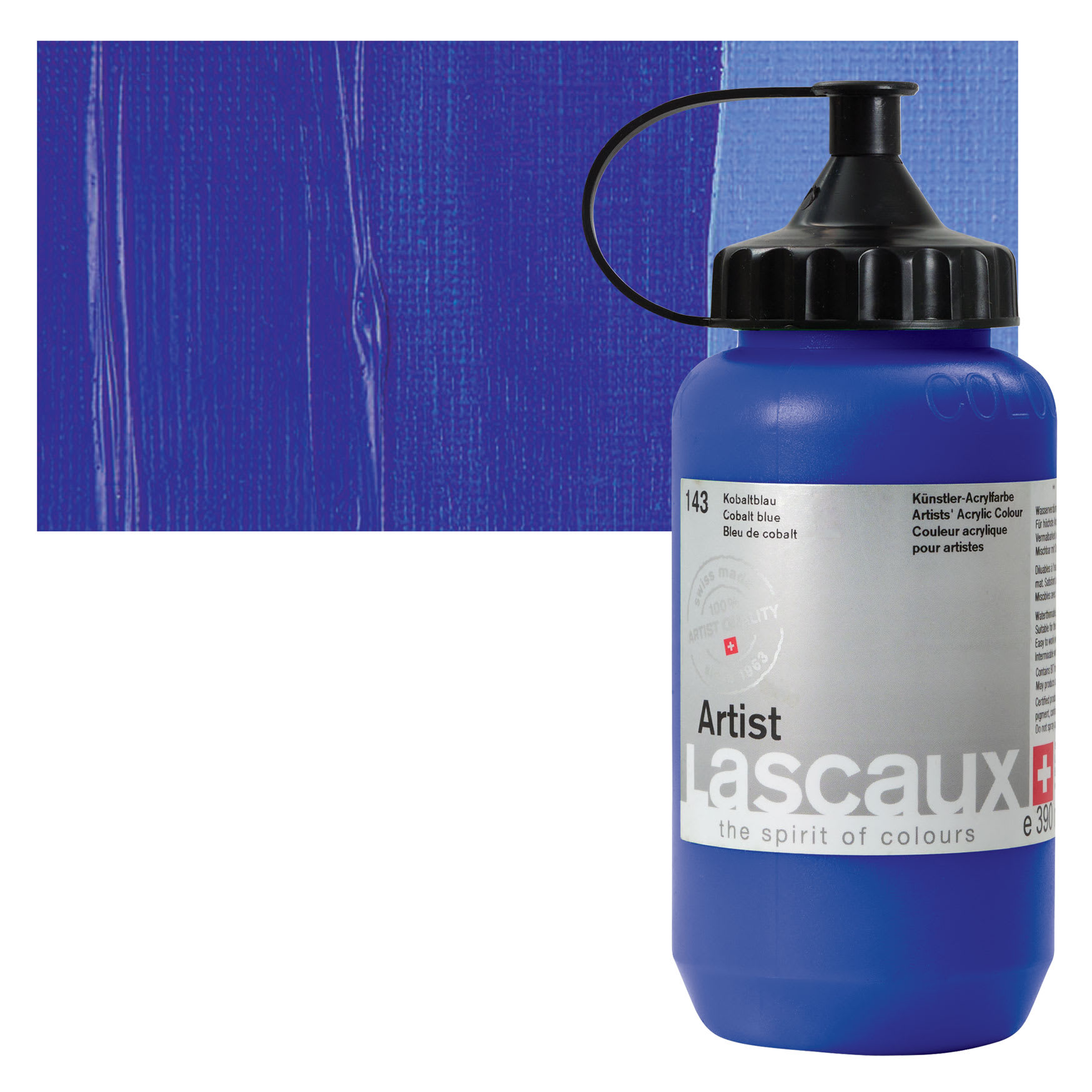 Lascaux Artist Acrylic - Cobalt Blue, 390 ml Tube and swatch