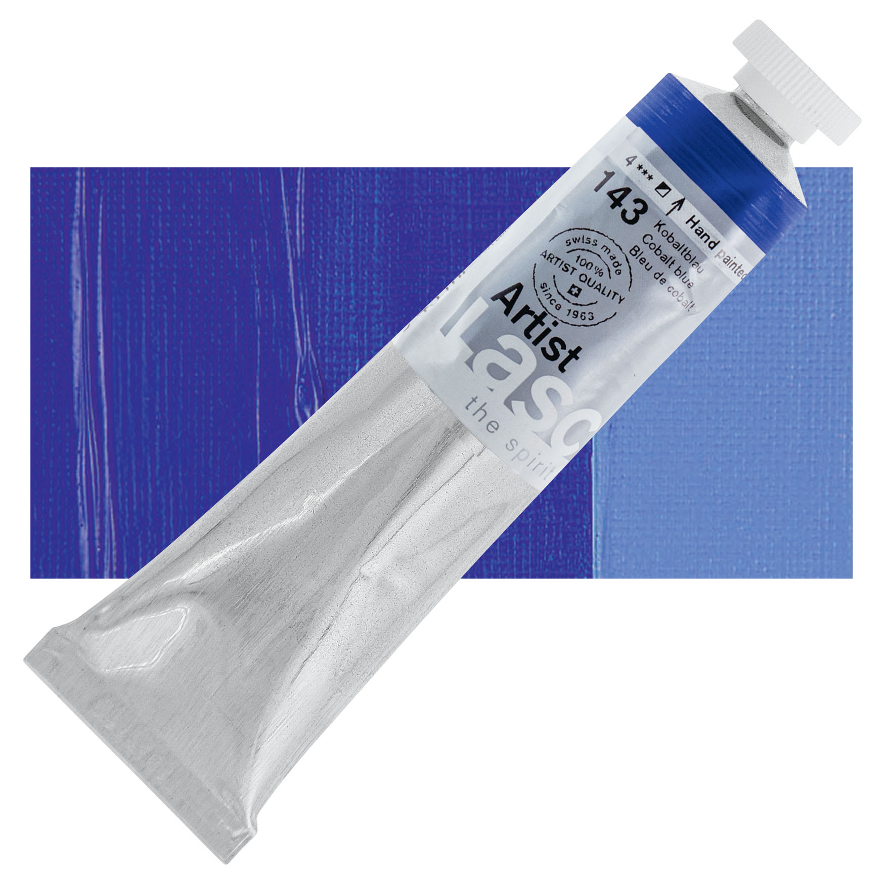 Lascaux Artist Acrylic - Cobalt Blue, 45 ml tube and swatch