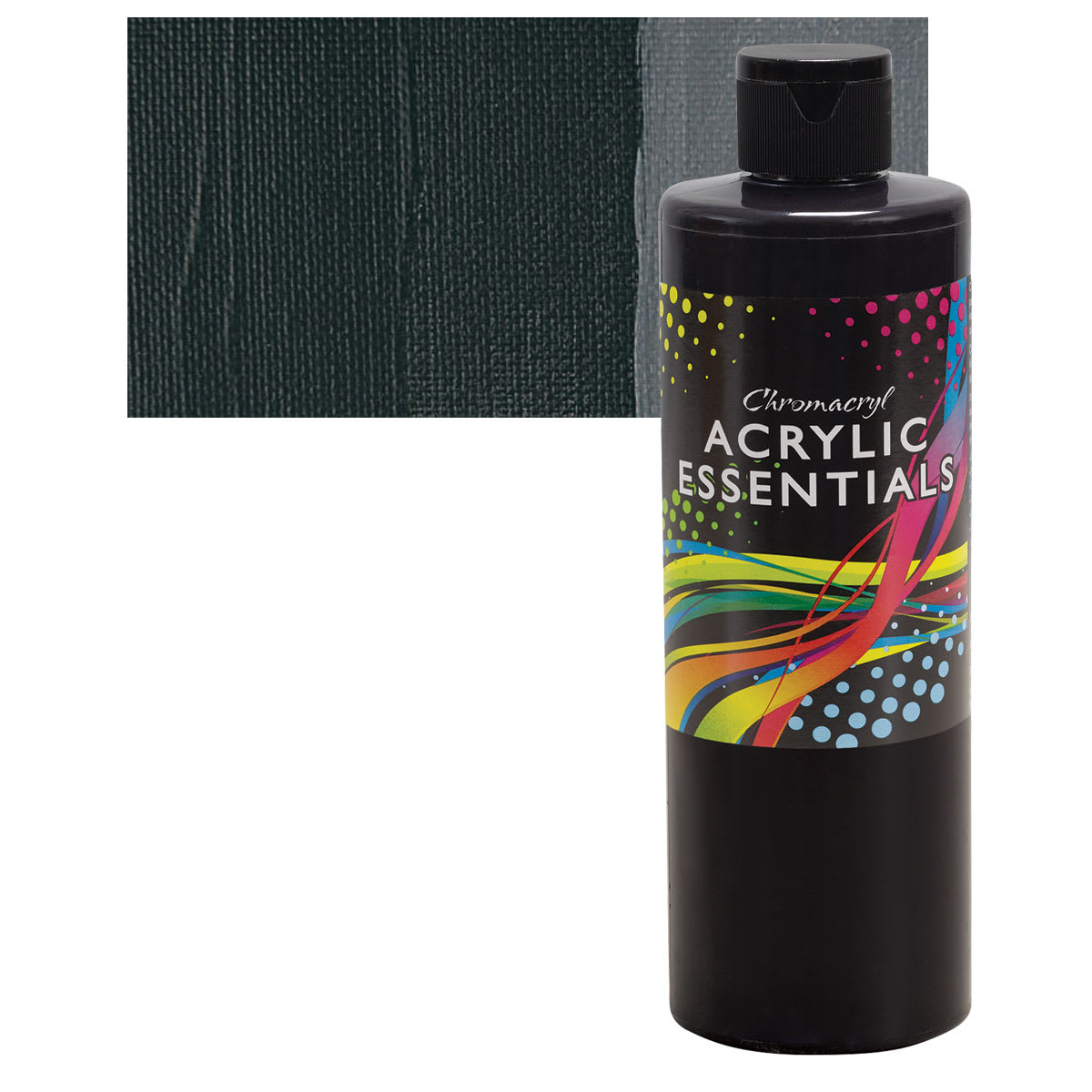 Chromacryl Acrylic Essentials - Black, 500 ml and swatch