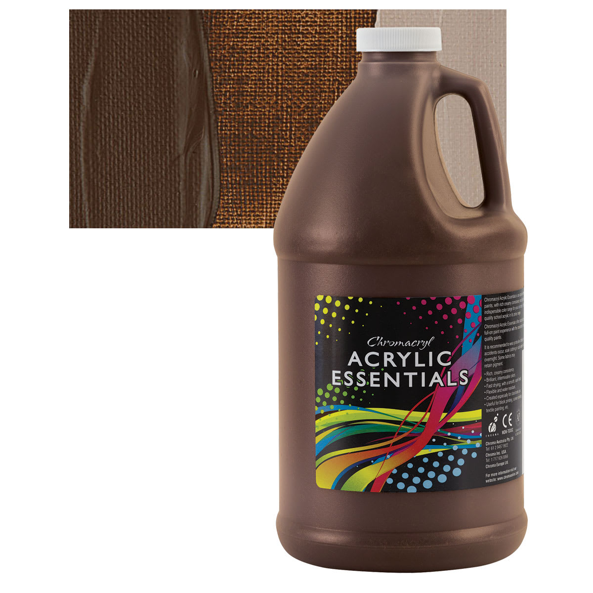 Chromacryl Acrylic Essentials - Burnt Umber, Half Gallon and swatch