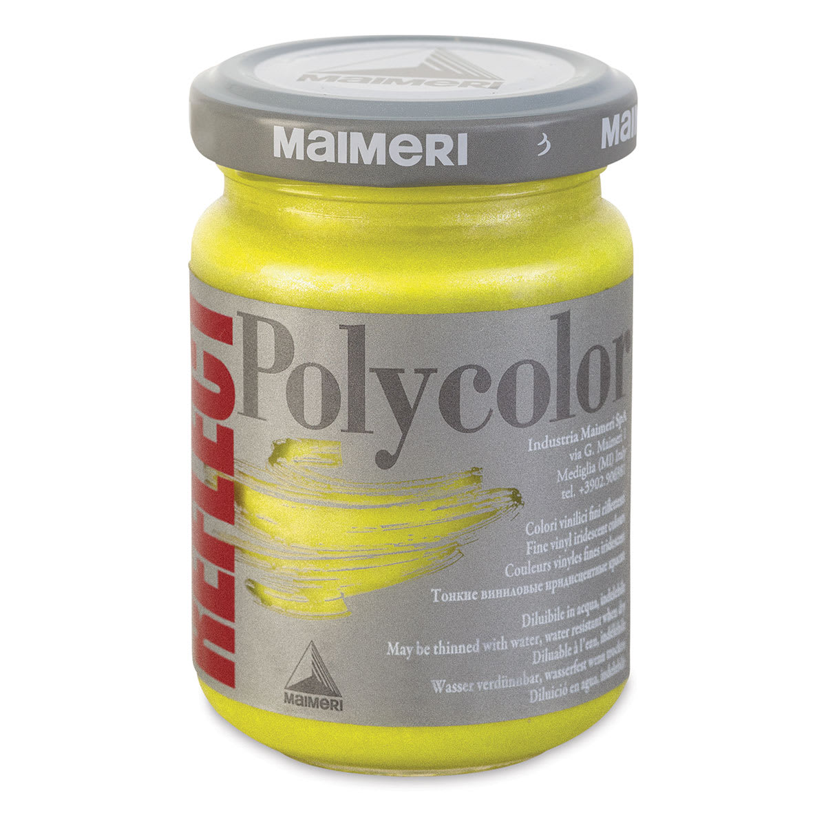Maimeri Polycolor Vinyl Paints - Front of bottle of Reflect Yellow