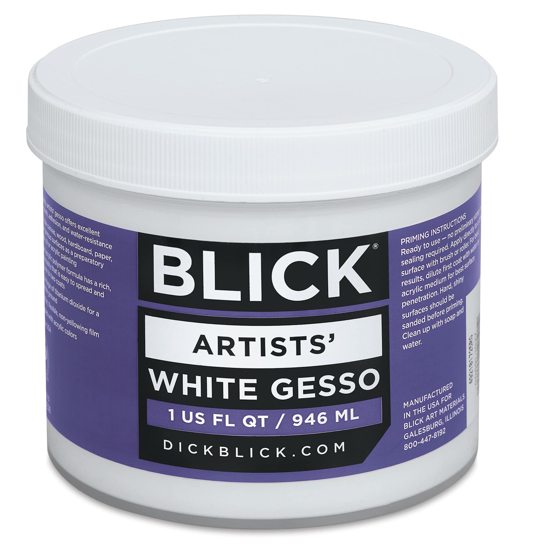 Blick Artists Acrylic Gesso - White, Quart Jar, view of lid