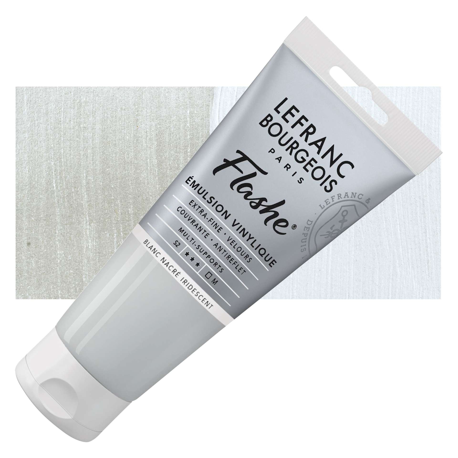 Lefranc & Bourgeois Flashe Vinyl Paint - Iridescent Pearl White, 80 ml tube and swatch Lefranc & Bourgeois Flashe Vinyl Paint - Iridescent Pearl White, 80 ml tube and swatch