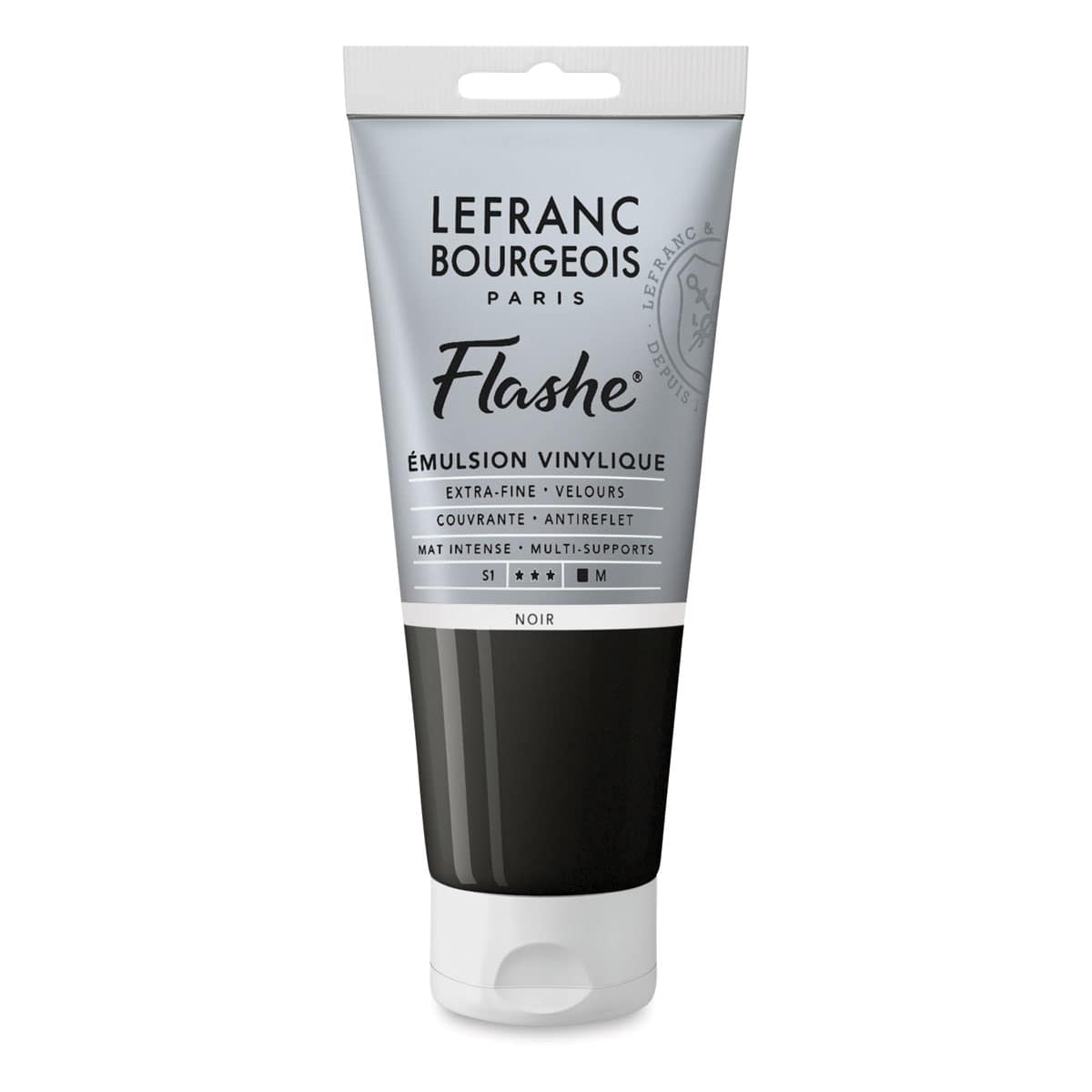 Lefranc & Bourgeois Flashe Vinyl Paint - 80 ml Black Tube shown upright Lefranc & Bourgeois Flashe Vinyl Paint - 80 ml Black Tube shown upright