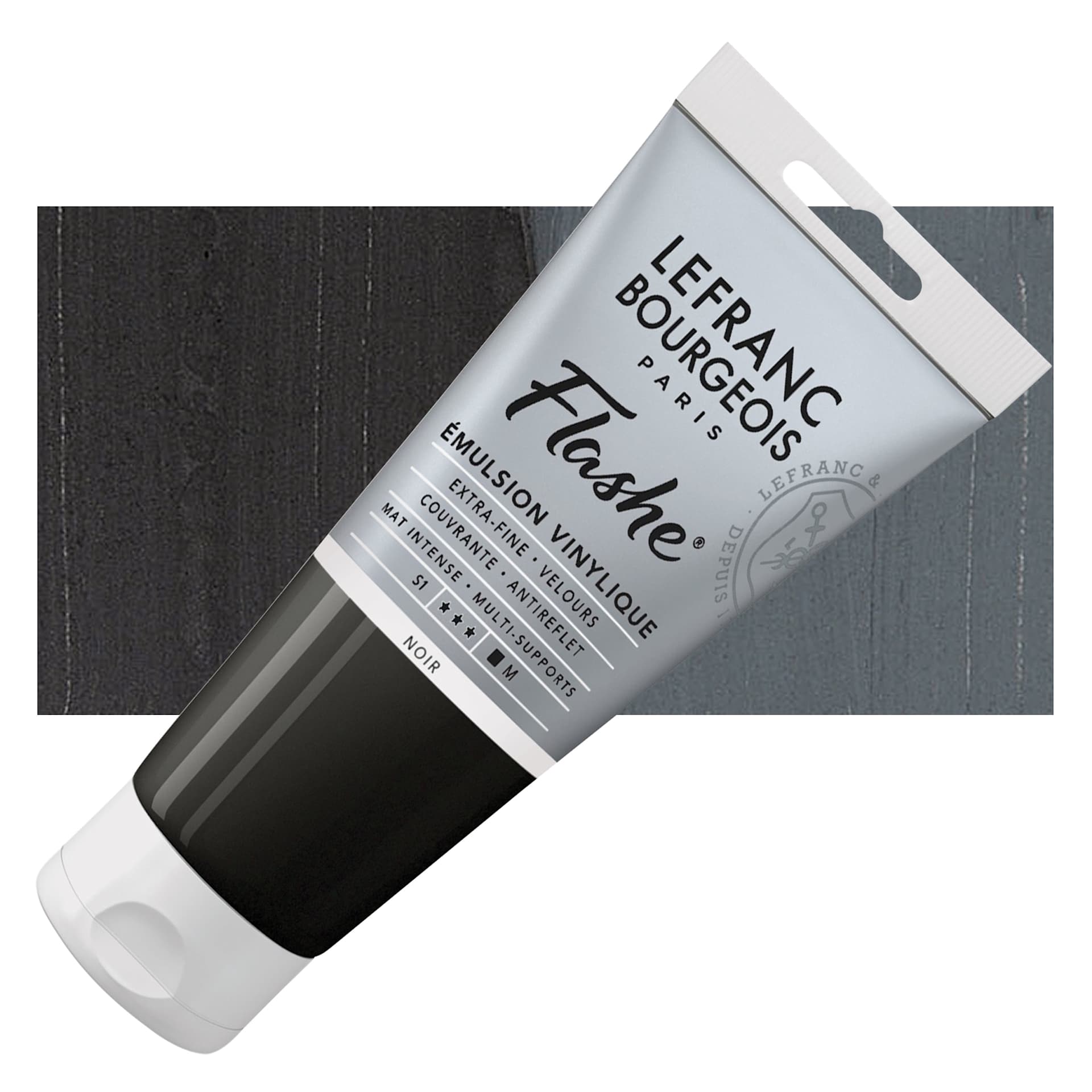 Lefranc & Bourgeois Flashe Vinyl Paint - Black, 80 ml tube and swatch Lefranc & Bourgeois Flashe Vinyl Paint - Black, 80 ml tube and swatch