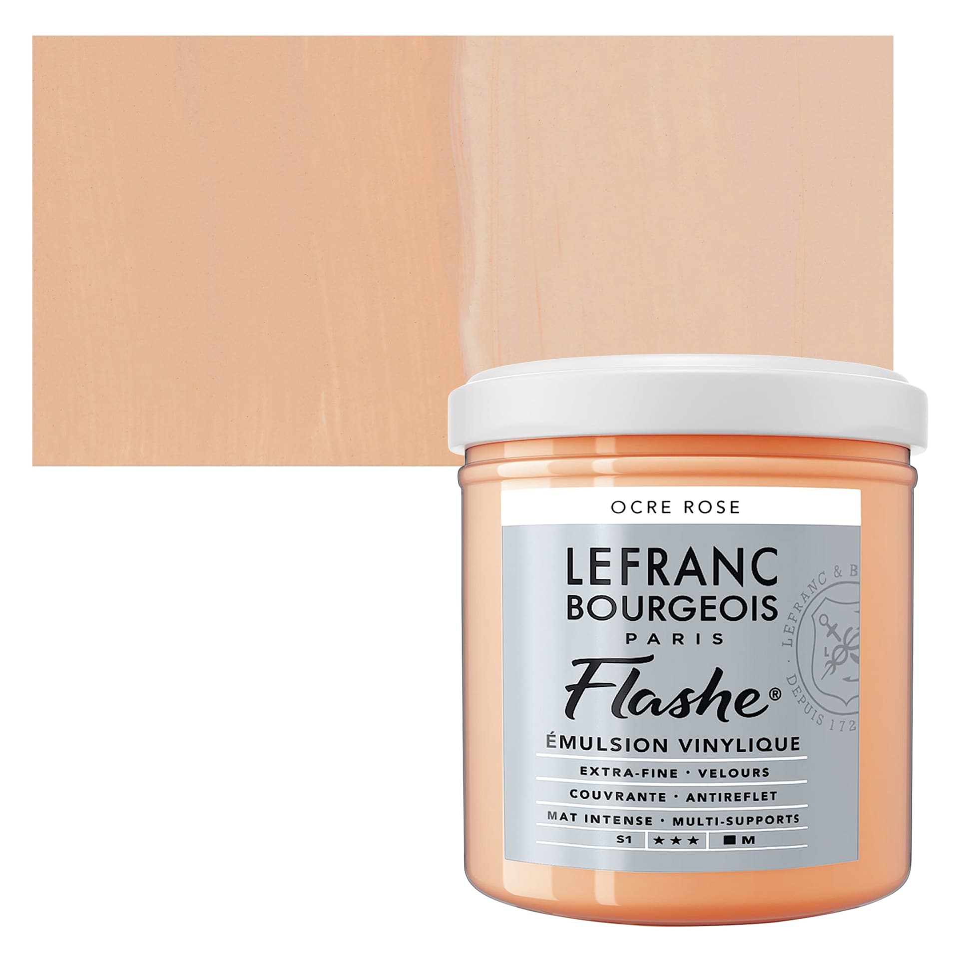 Lefranc & Bourgeois Flashe Vinyl Paint - Rose Ochre, 125 ml jar and swatch