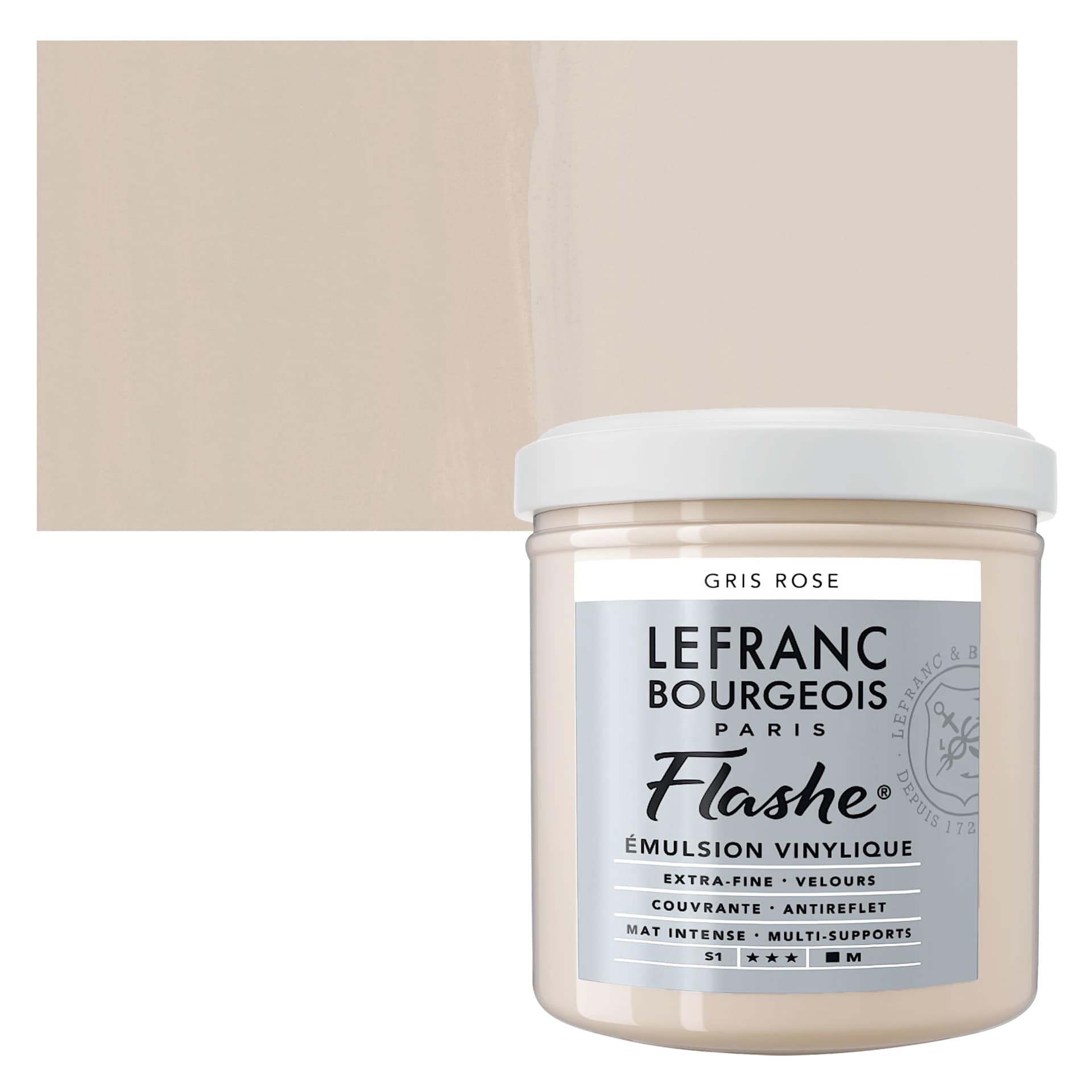 Lefranc & Bourgeois Flashe Vinyl Paint - Pink Gray, 125 ml jar and swatch