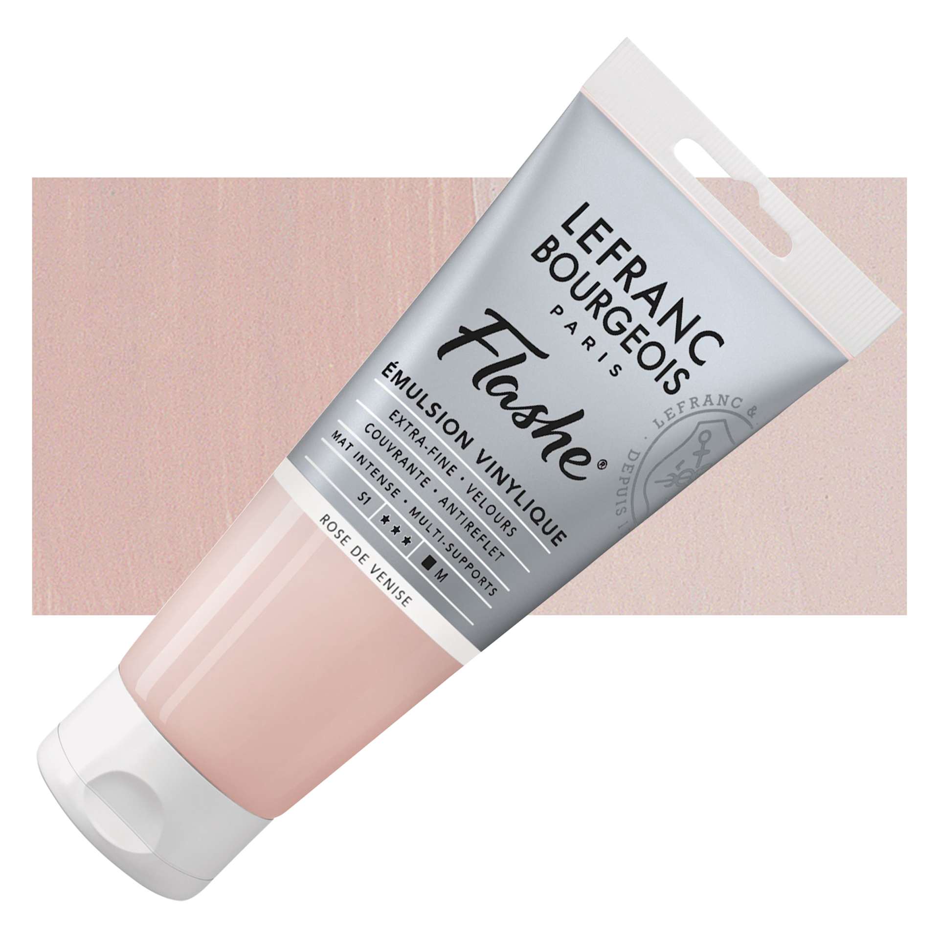 Lefranc & Bourgeois Flashe Vinyl Paint - Venetian Pink, 80 ml tube and swatch Lefranc & Bourgeois Flashe Vinyl Paint - Venetian Pink, 80 ml tube and swatch