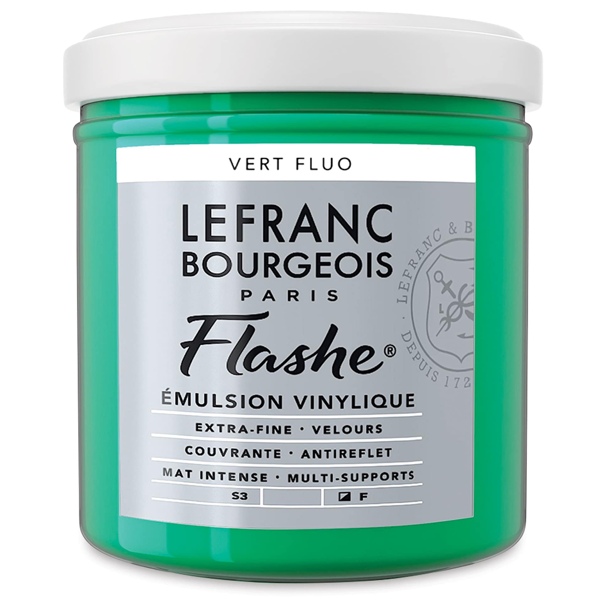 Lefranc & Bourgeois Flashe Vinyl Paint - Fluorescent Green, 125 ml jar