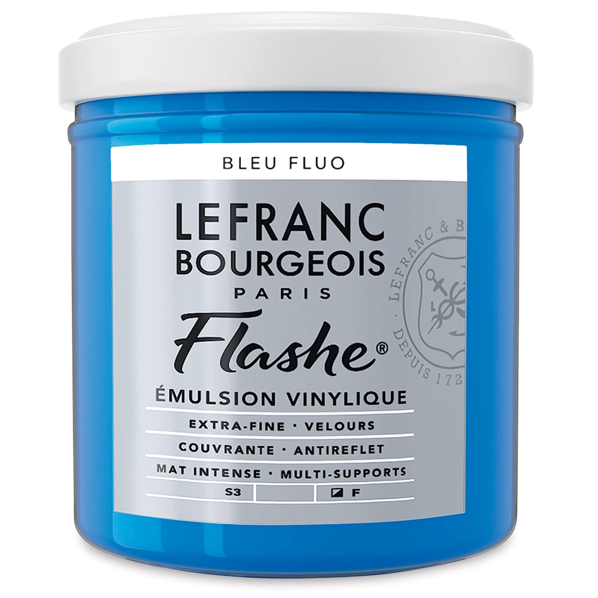 Lefranc & Bourgeois Flashe Vinyl Paint - Fluorescent Blue, 125 ml jar Lefranc & Bourgeois Flashe Vinyl Paint - Fluorescent Blue, 125 ml jar