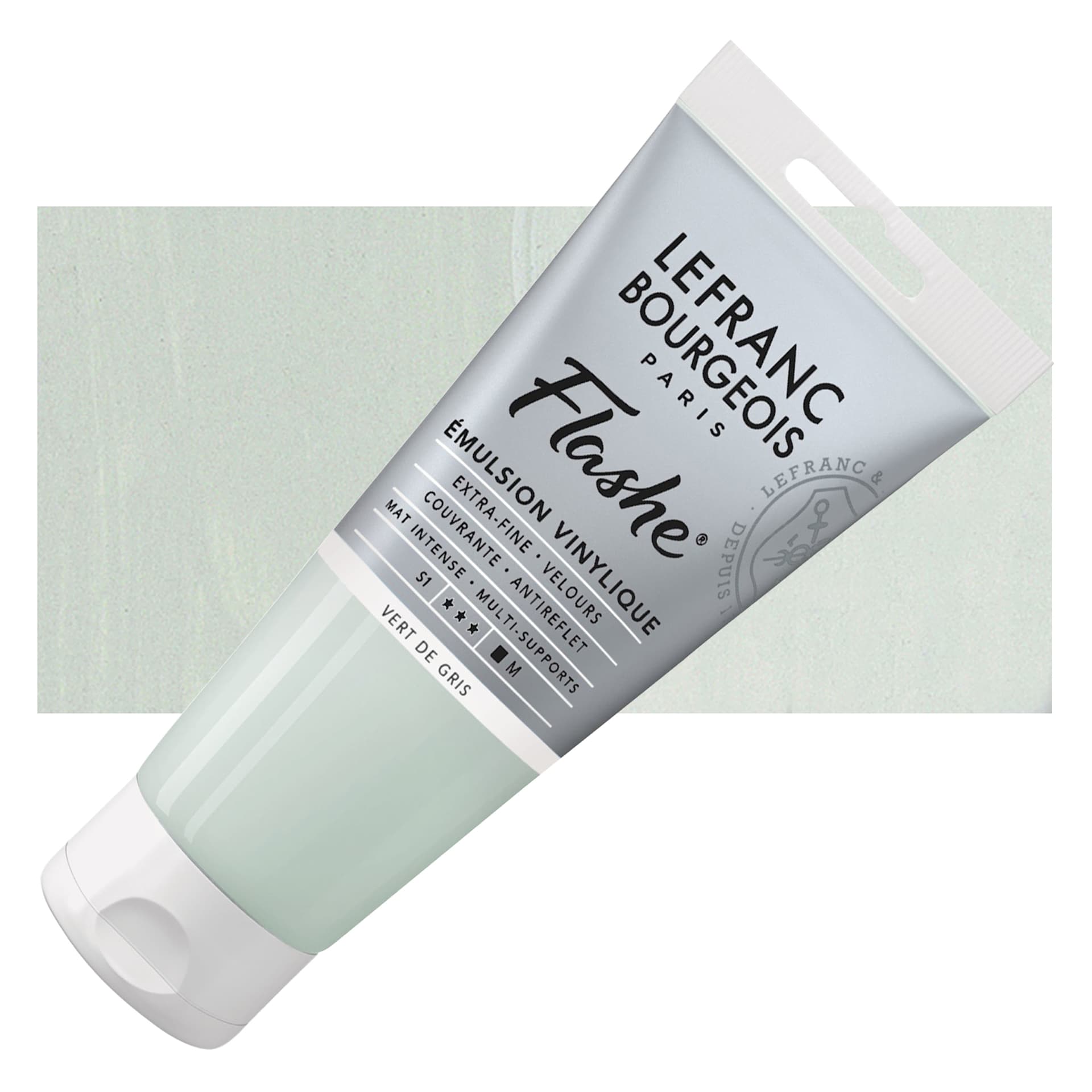 Lefranc & Bourgeois Flashe Vinyl Paint - Gray Green, 80 ml tube and swatch