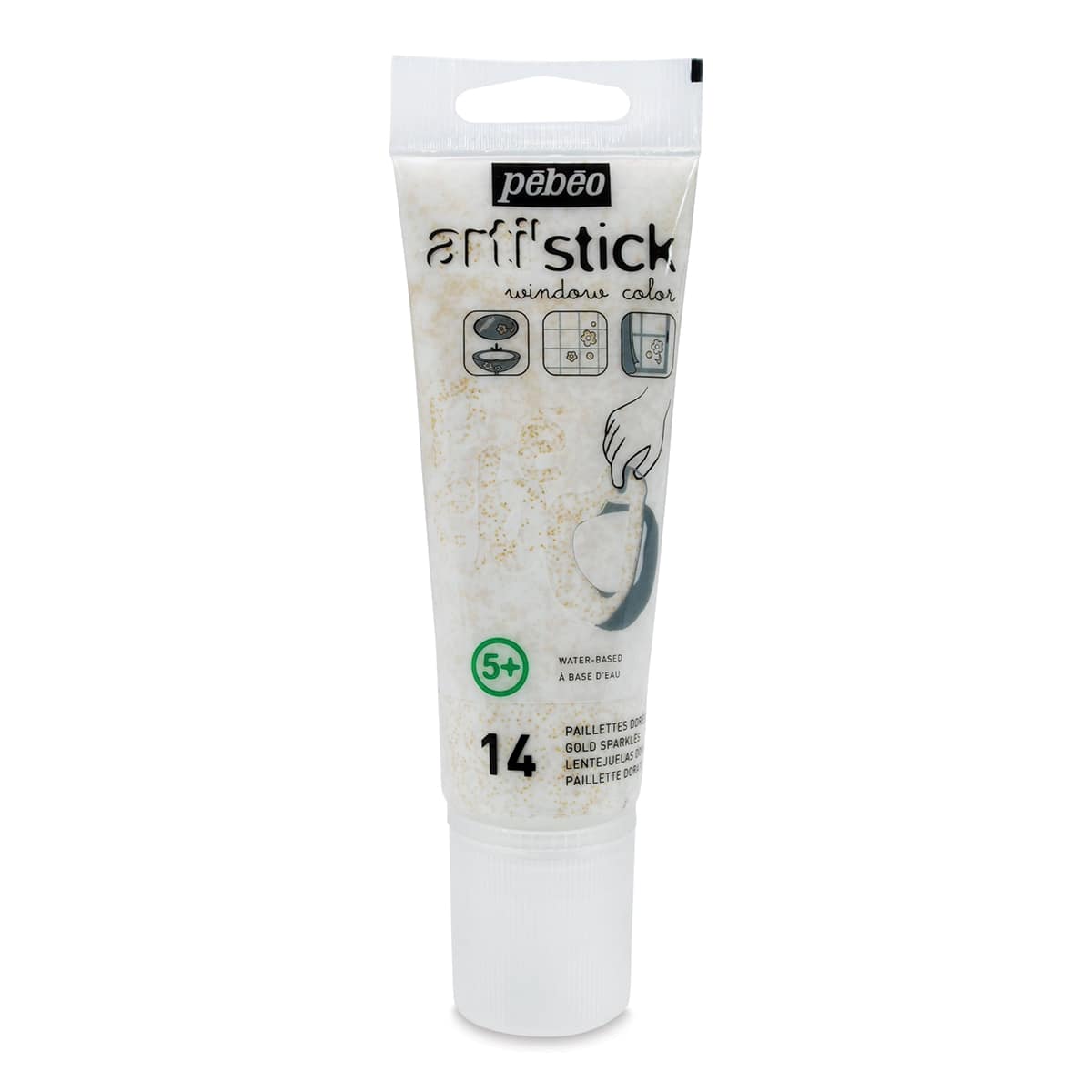 Pebeo Arti' Stick Window Color - Gold Sparkles, 75 ml tube