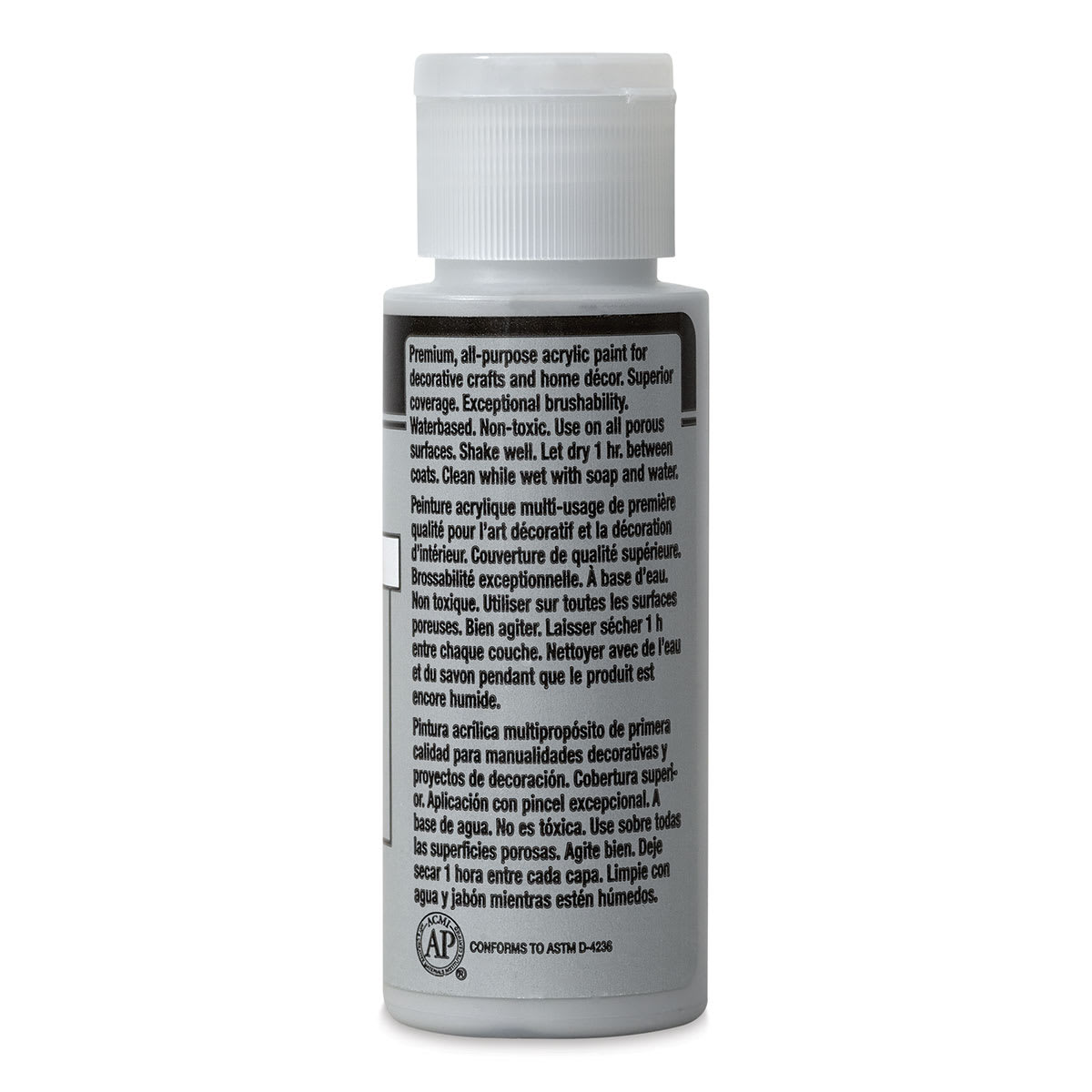 FolkArt Matte Acrylic Paint - Pale Gray, 2 oz, Bottle (Back)