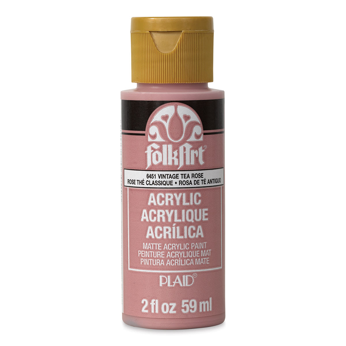 FolkArt Matte Acrylic Paint - Vintage Tea Rose, 2 oz, Bottle (Front)