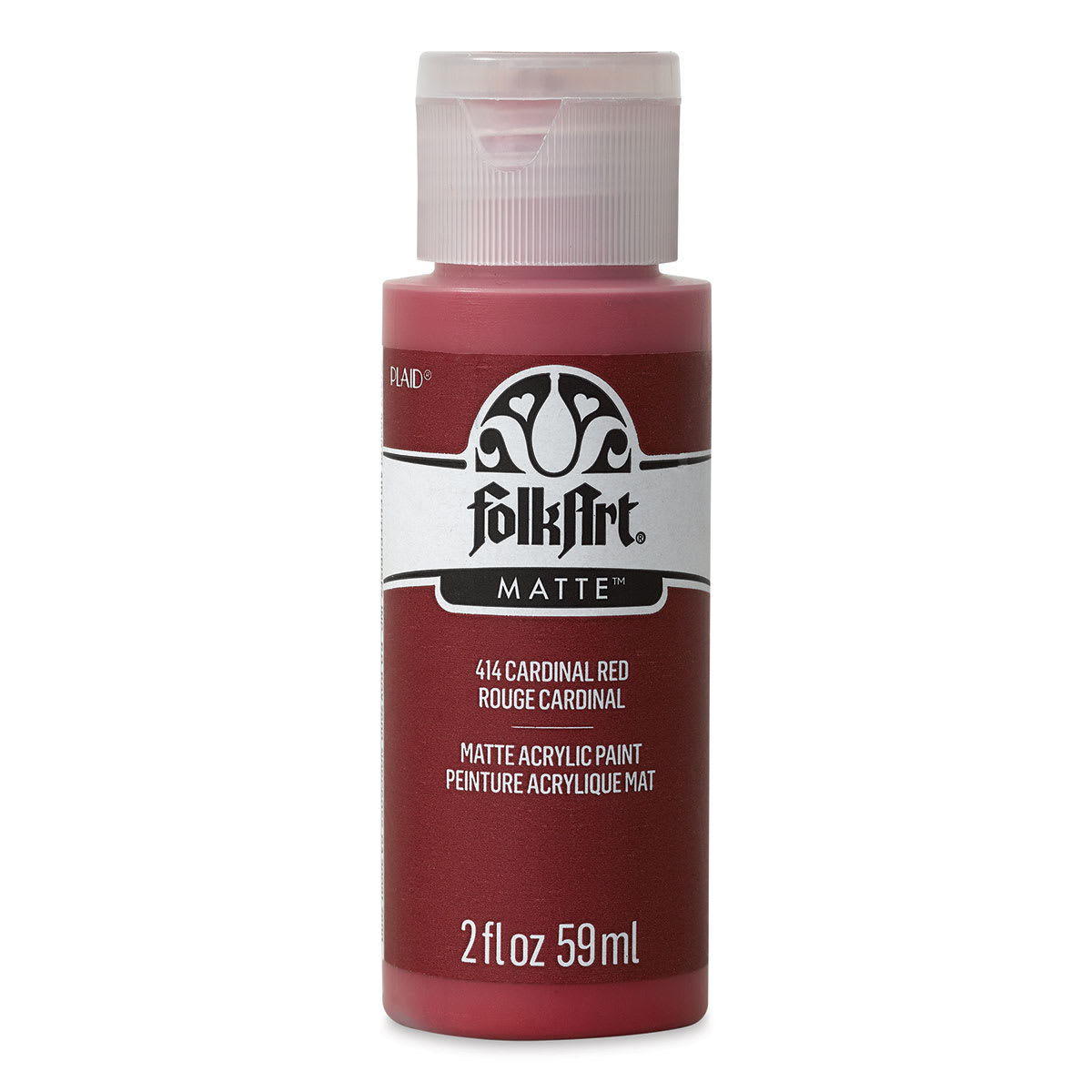 FolkArt Matte Acrylic Paint - Cardinal Red, 2 oz, Bottle (Front)
