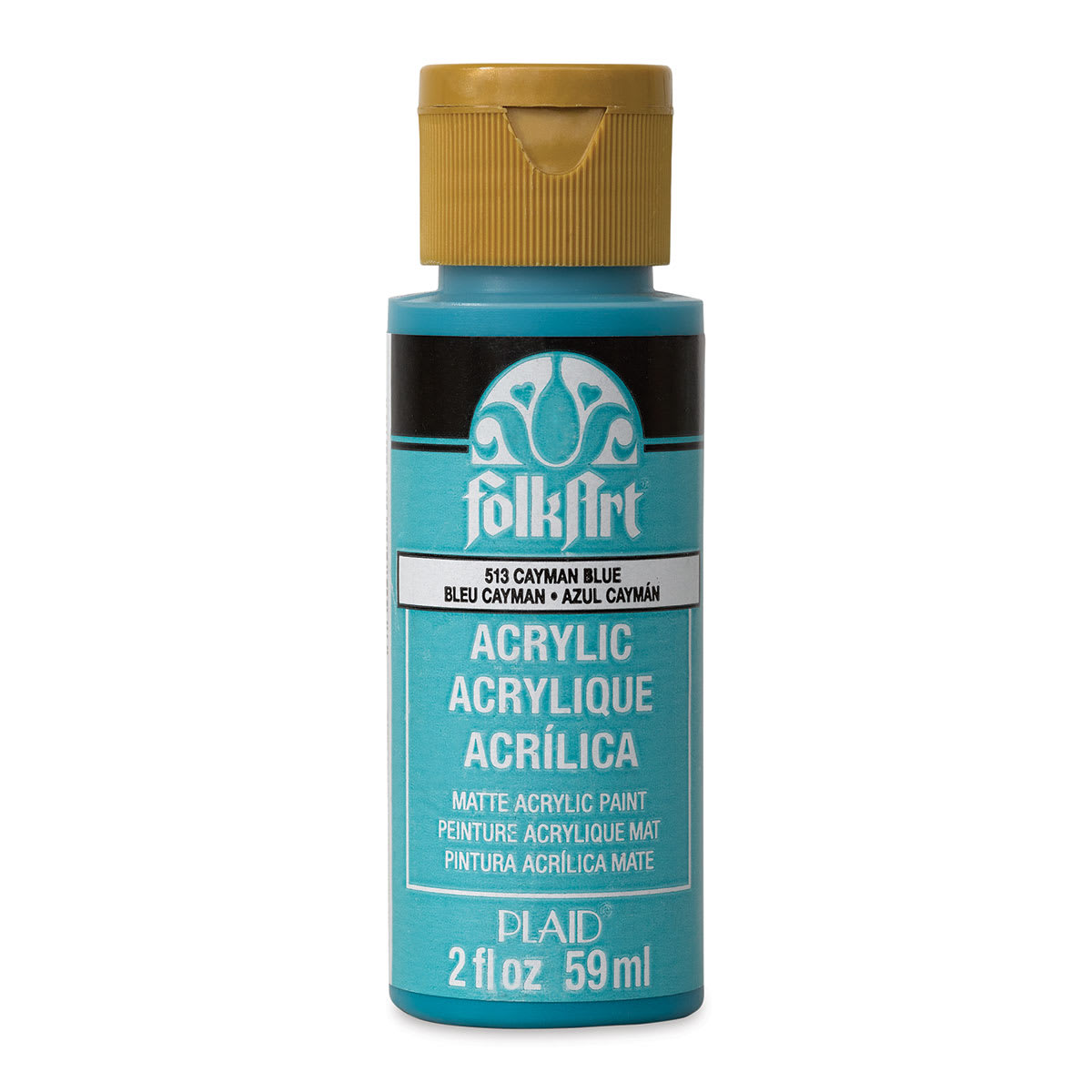 FolkArt Matte Acrylic Paint - Cayman Blue, 2 oz, Bottle (Front)