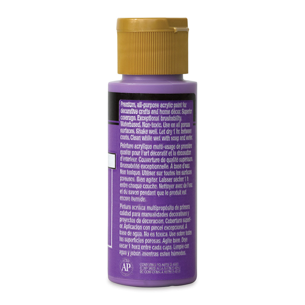 FolkArt Matte Acrylic Paint - Lavender, 2 oz, Bottle (Back)
