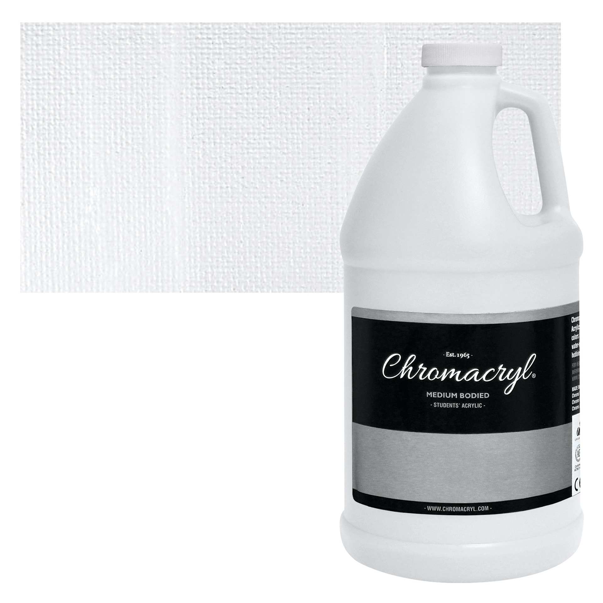 Chromacryl Students' Acrylic - White, 64 oz bottle and swatch