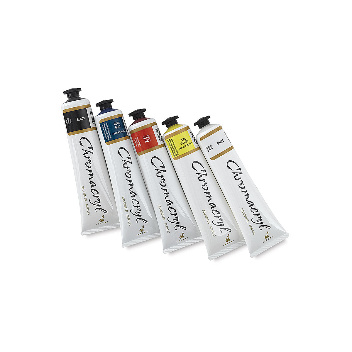 Chromacryl Students' Acrylics - Set of 5 Colors, 2.5 oz, Tubes (Out of packaging)