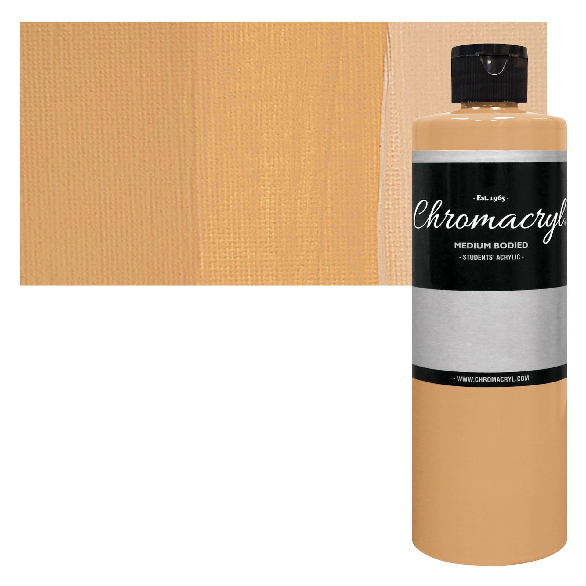 Chromacryl Students' Acrylic - Peach, Pint bottle and swatch