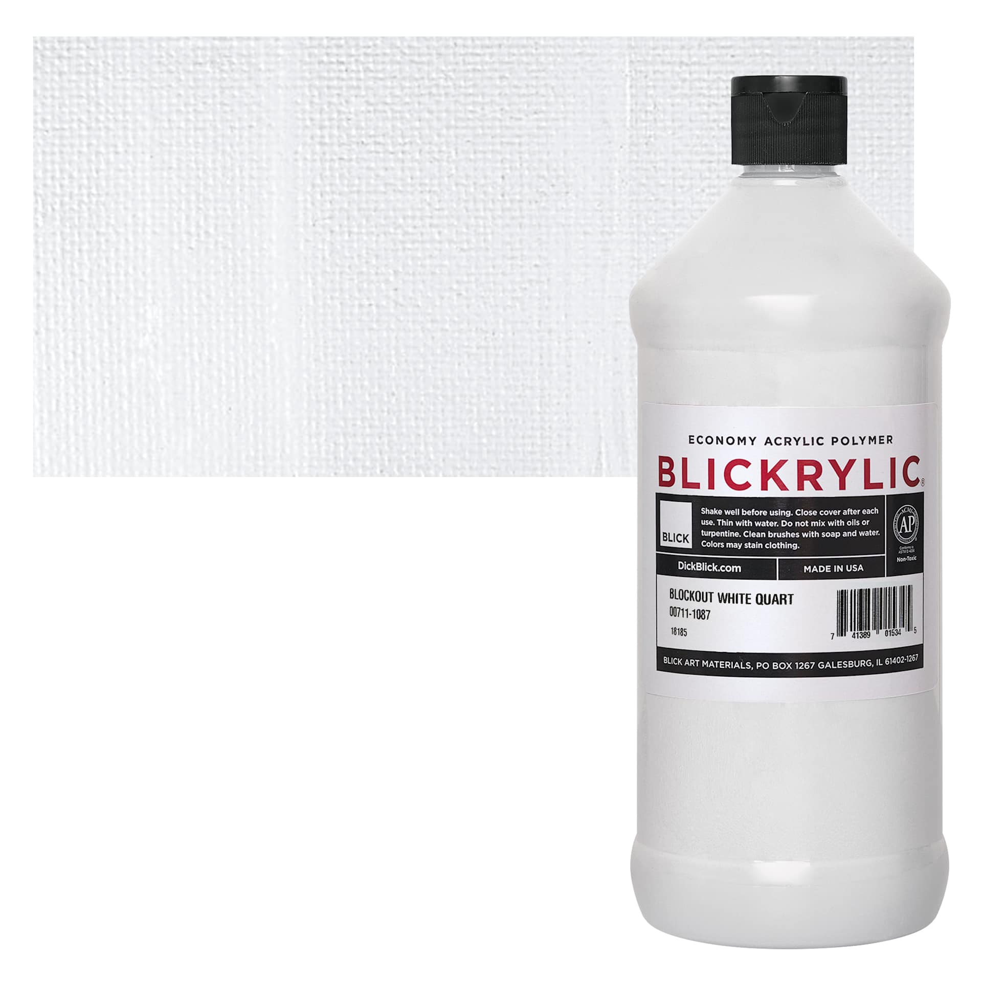 Blickrylic Student Acrylic - Blockout White, Quart and swatch