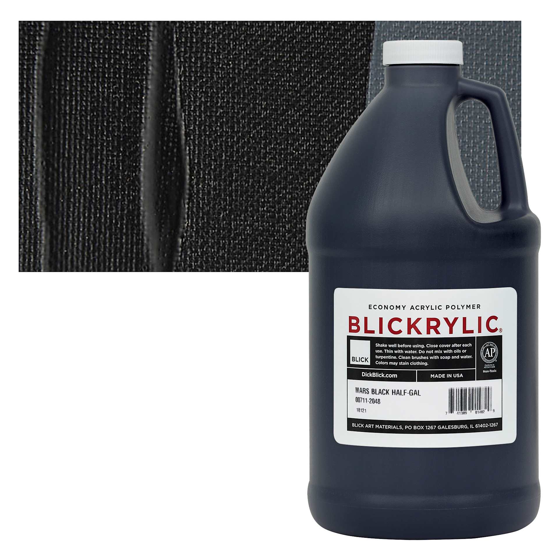 Blickrylic Student Acrylic - Mars Black, Half Gallon and swatch