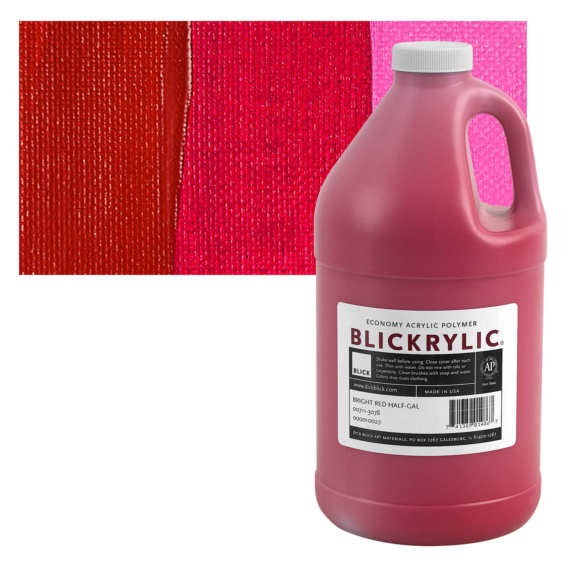 Blickrylic Student Acrylic - Bright Red, Half Gallon and swatch