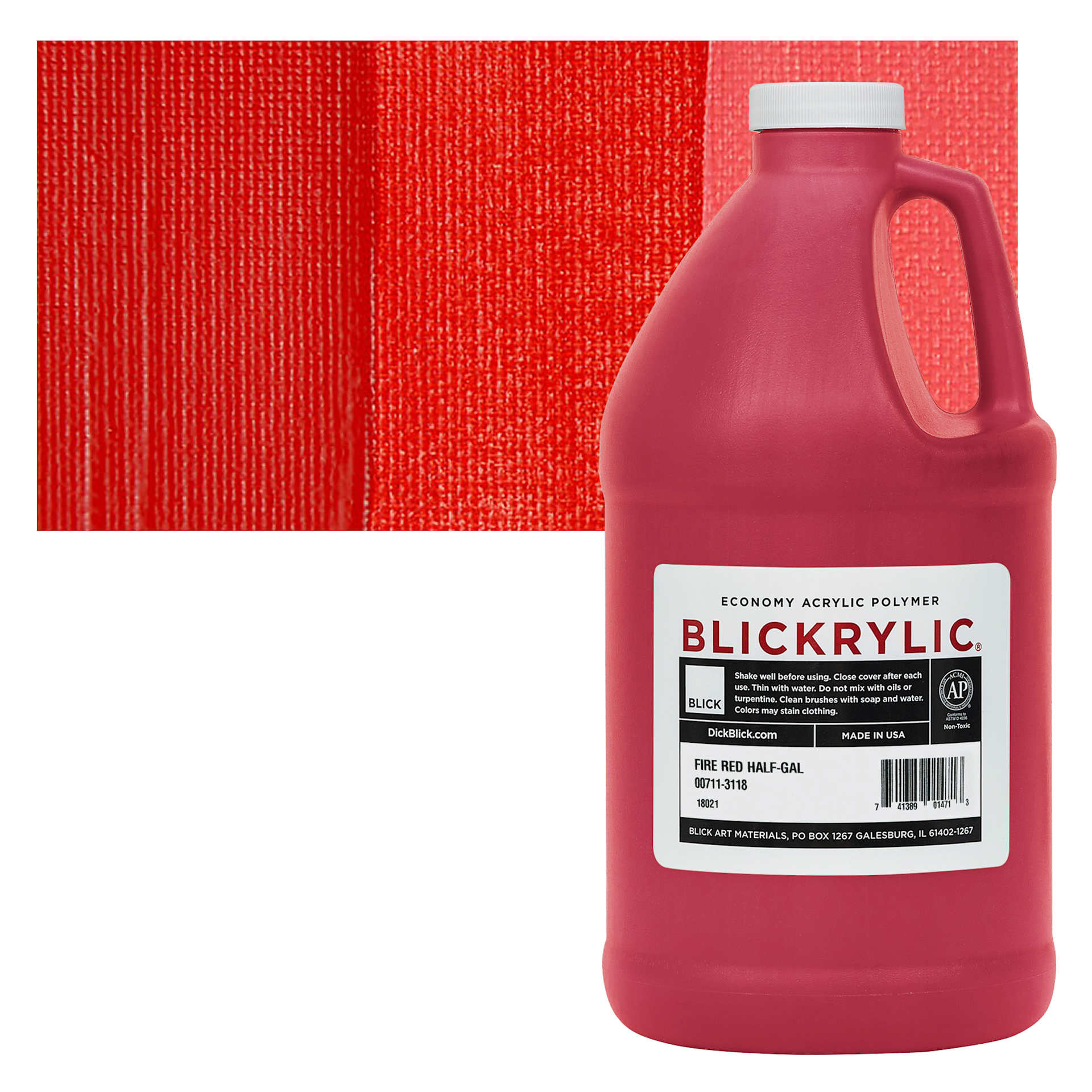 Blickrylic Student Acrylic - Fire Red, Half Gallon and swatch