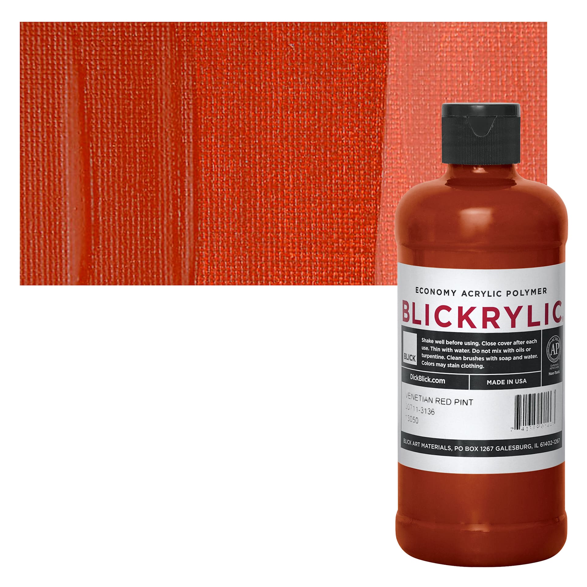 Blickrylic Student Acrylic - Venetian Red, Pint and swatch