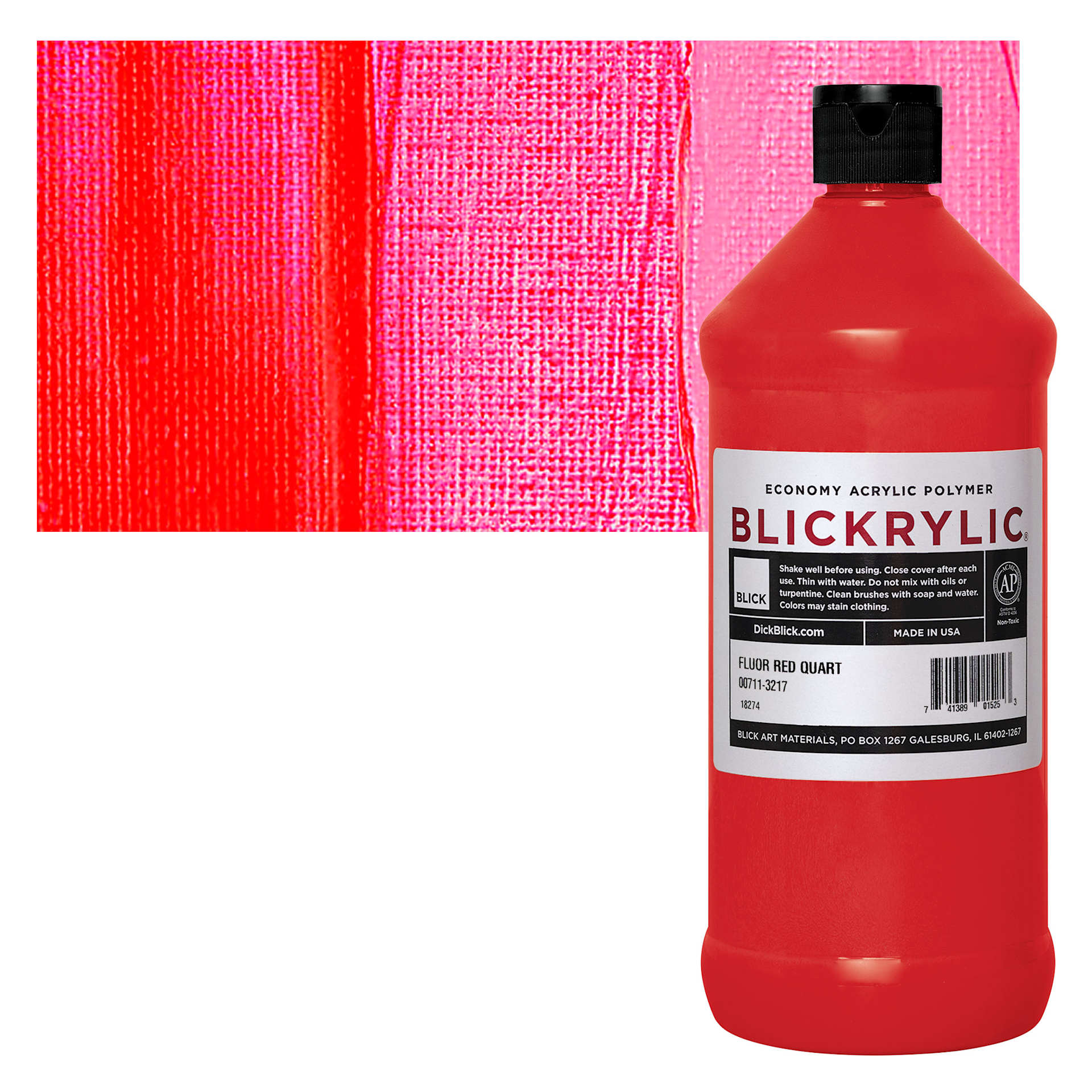 Blickrylic Student Acrylic - Fluorescent Red, Quart and swatch